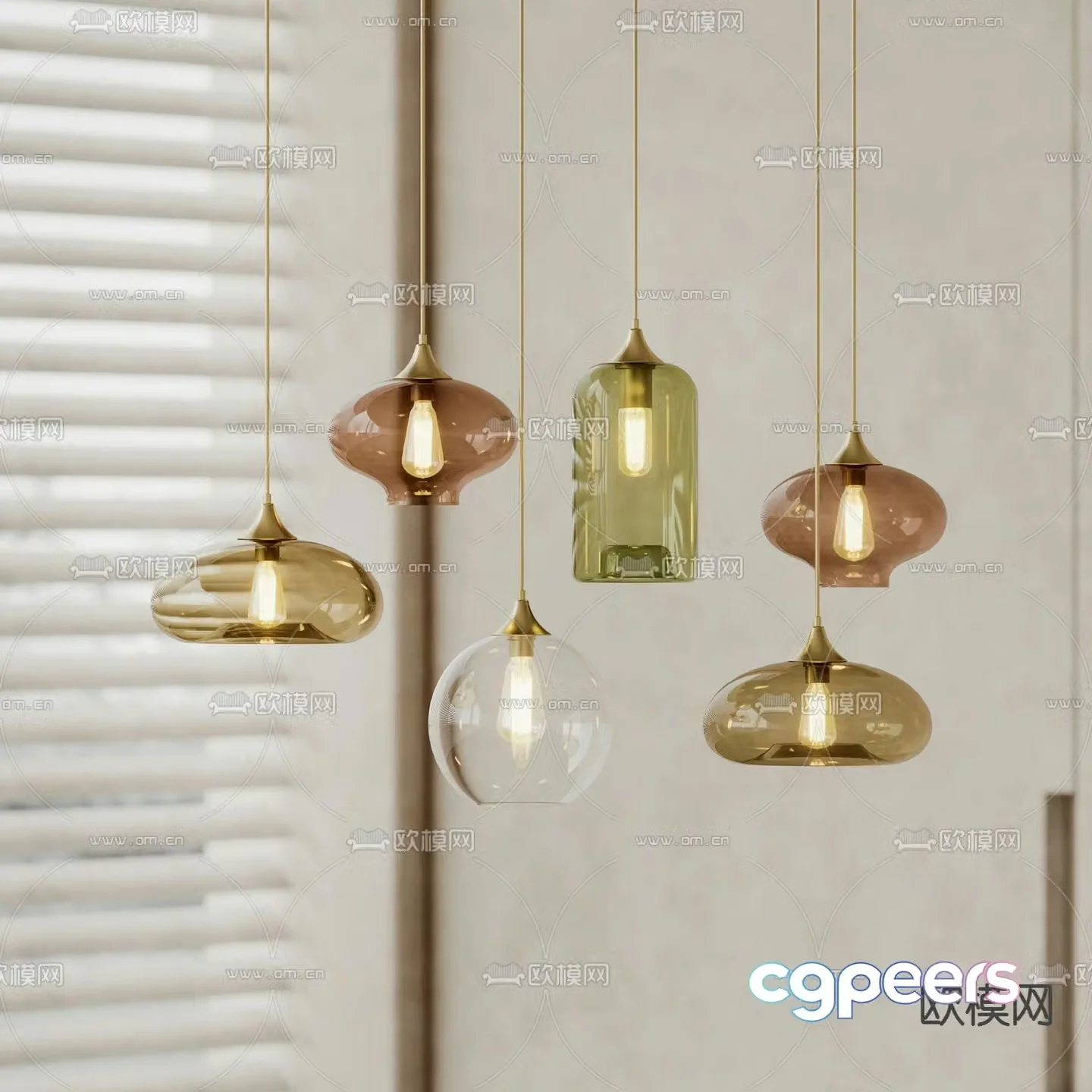 Glass small chandelier 3d model