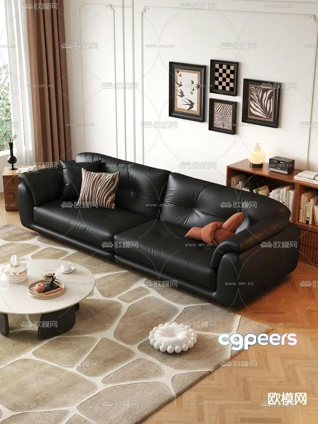 French retro sofa double sofa 3d model