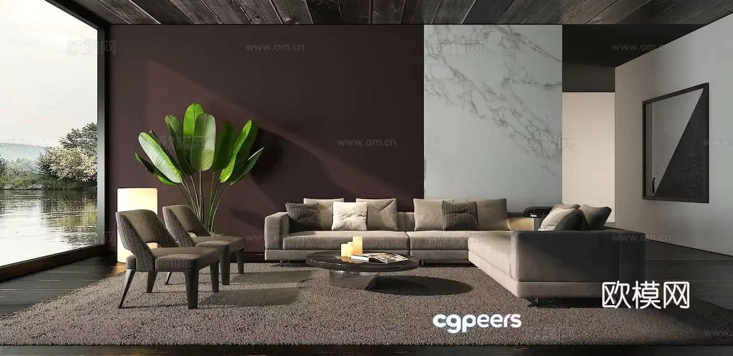 Italian minotti Italian living room 3D model