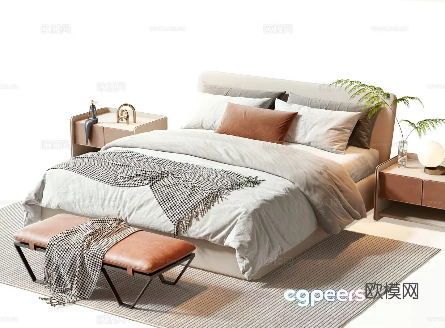 Minotti modern double bed 3d model