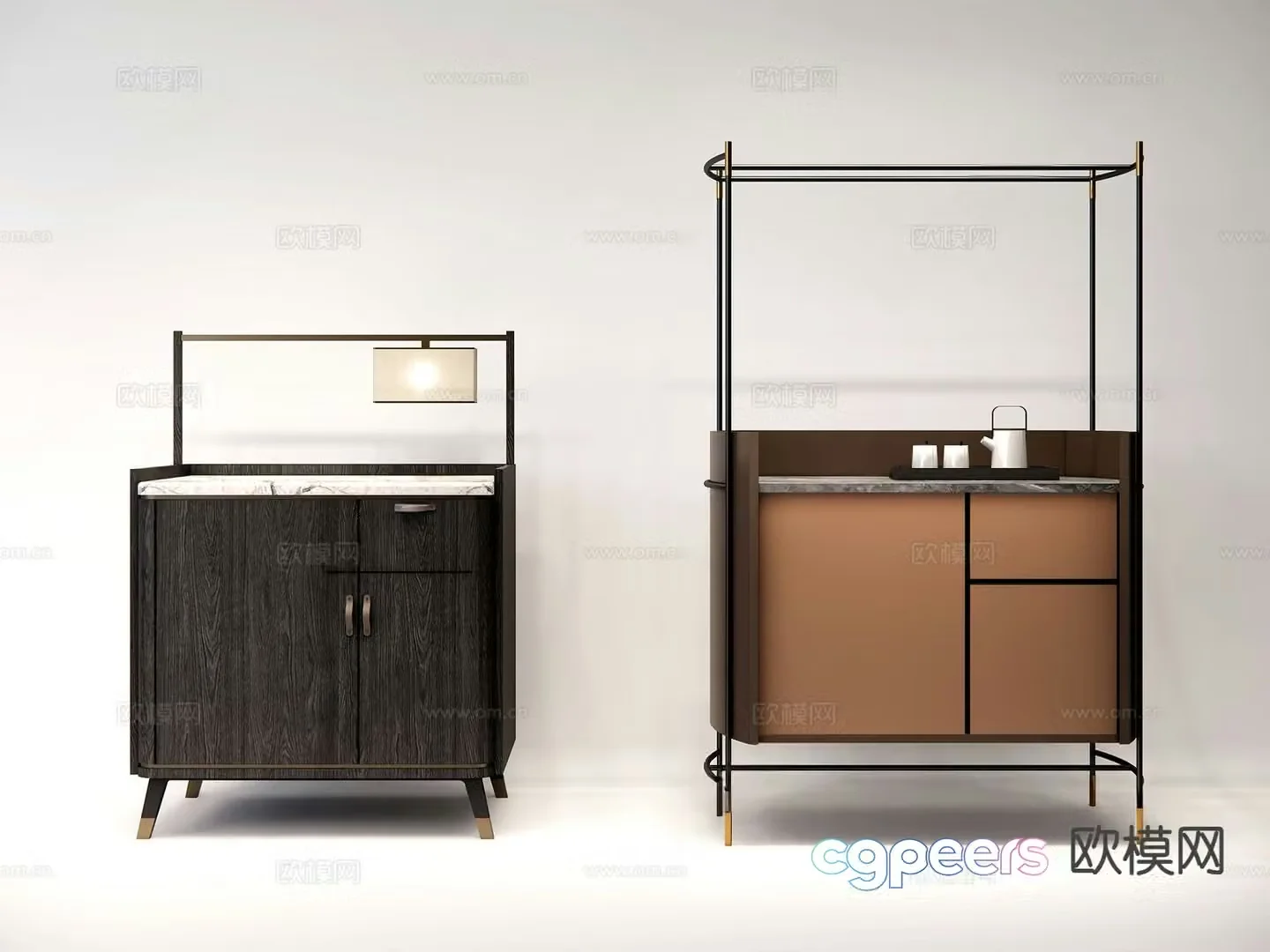 Modern hotel room water bar 3d model