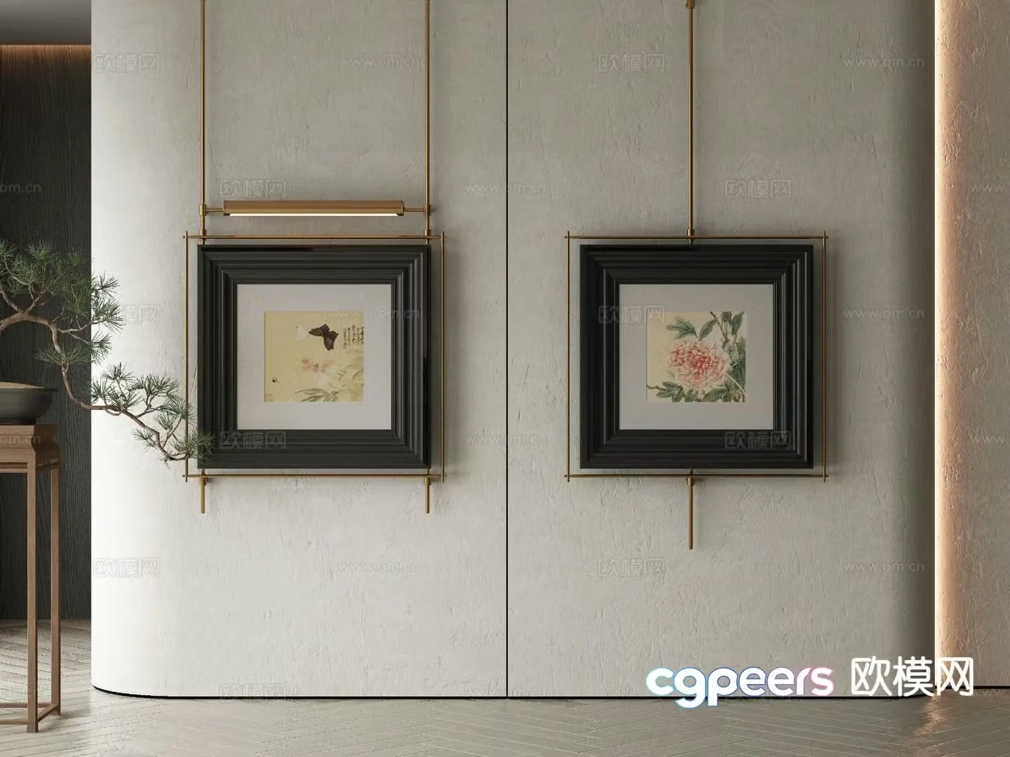 New Chinese style art painting flower painting decorative painting 3d model