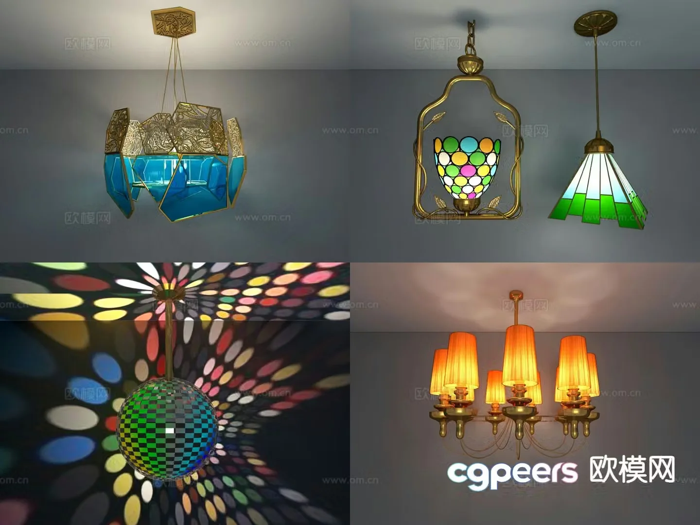 Modern ktv color chandelier ball light 3d model