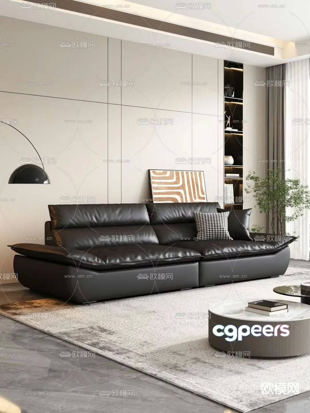 Leather Sofa Double Sofa 3d model