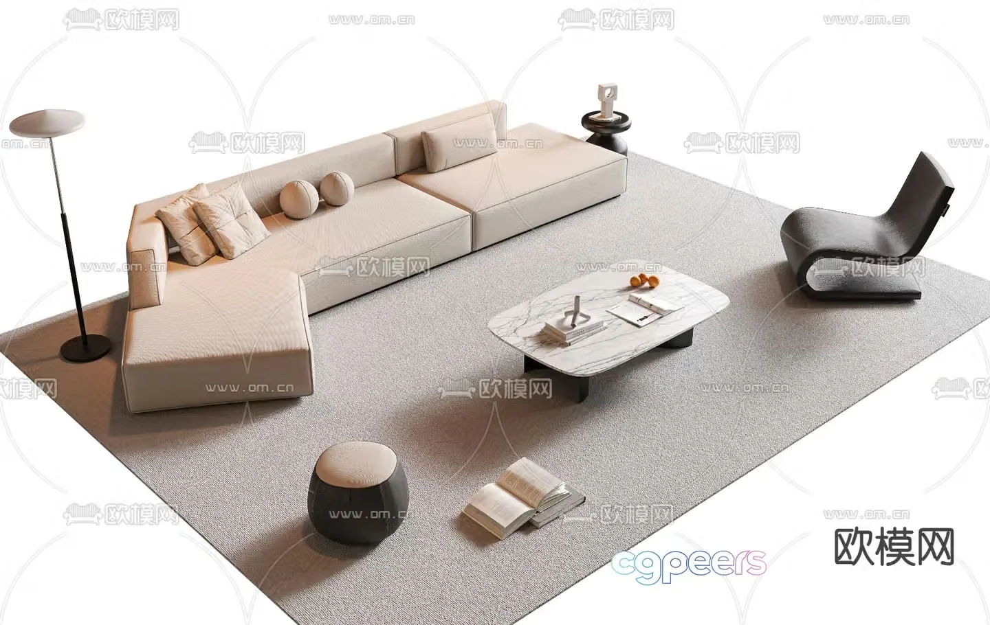 Modern sectional sofa 3d model