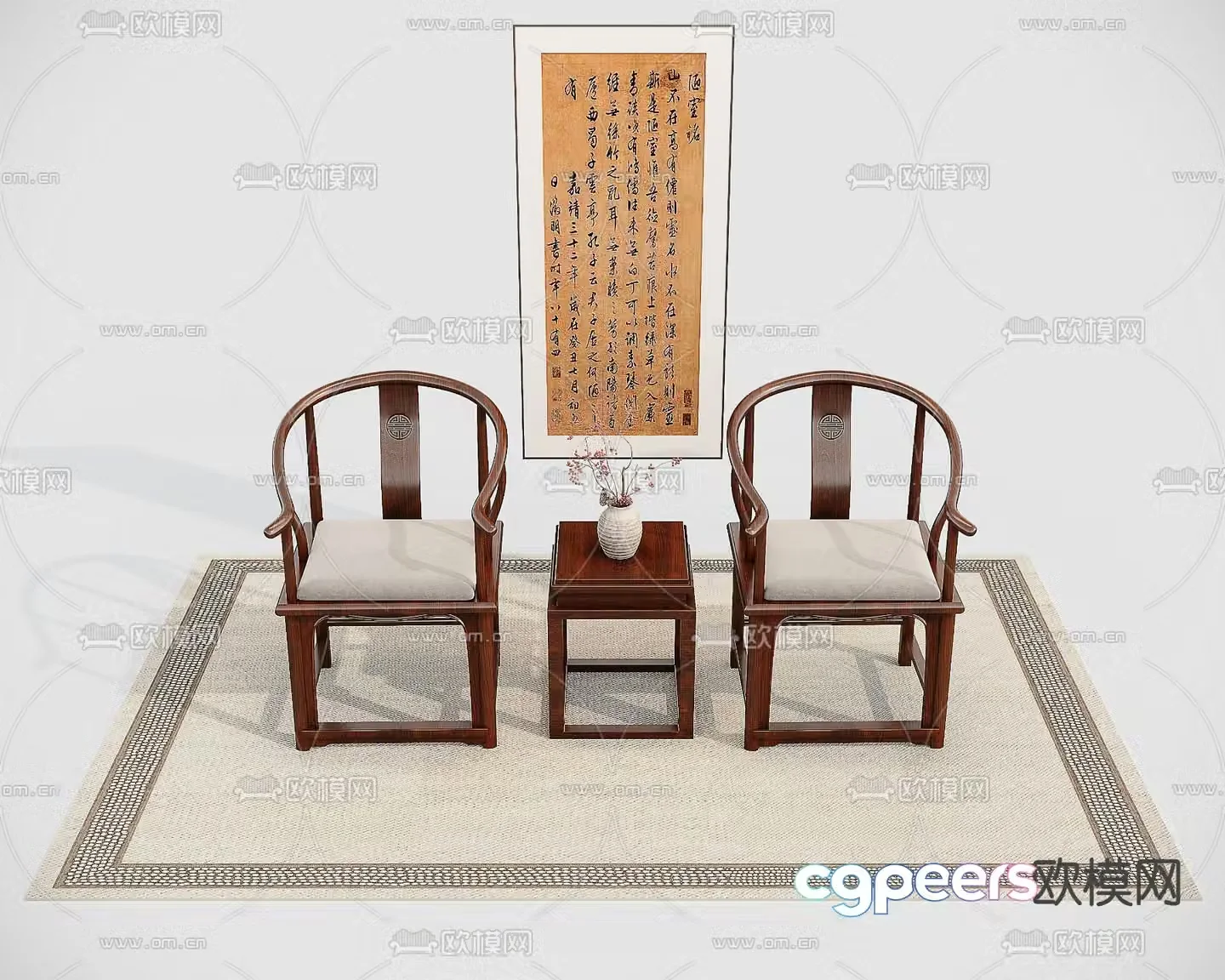 New Chinese style chair ring chair Taishi chair 3d model
