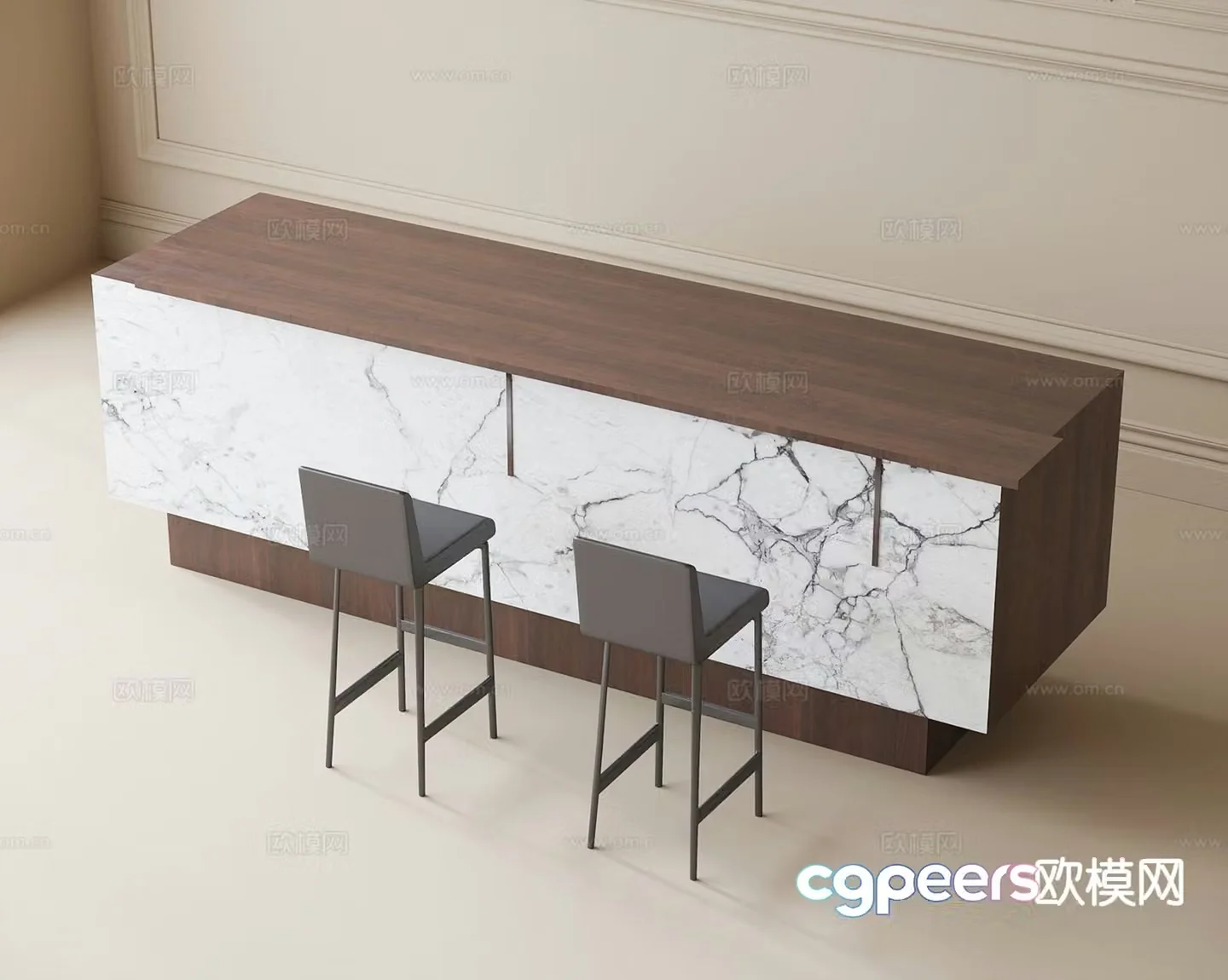 Modern bar island 3d model