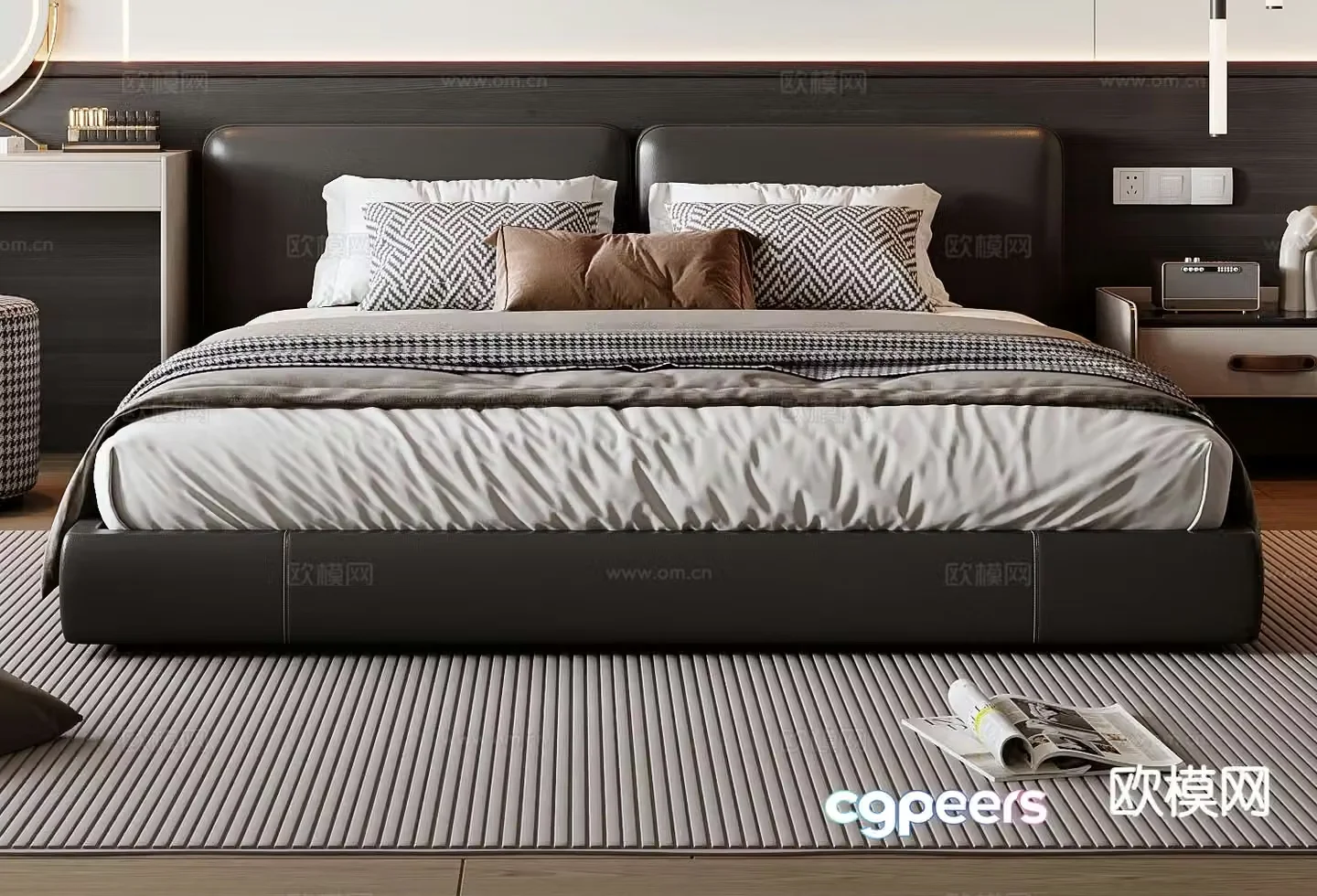 Italian double bed 3d model