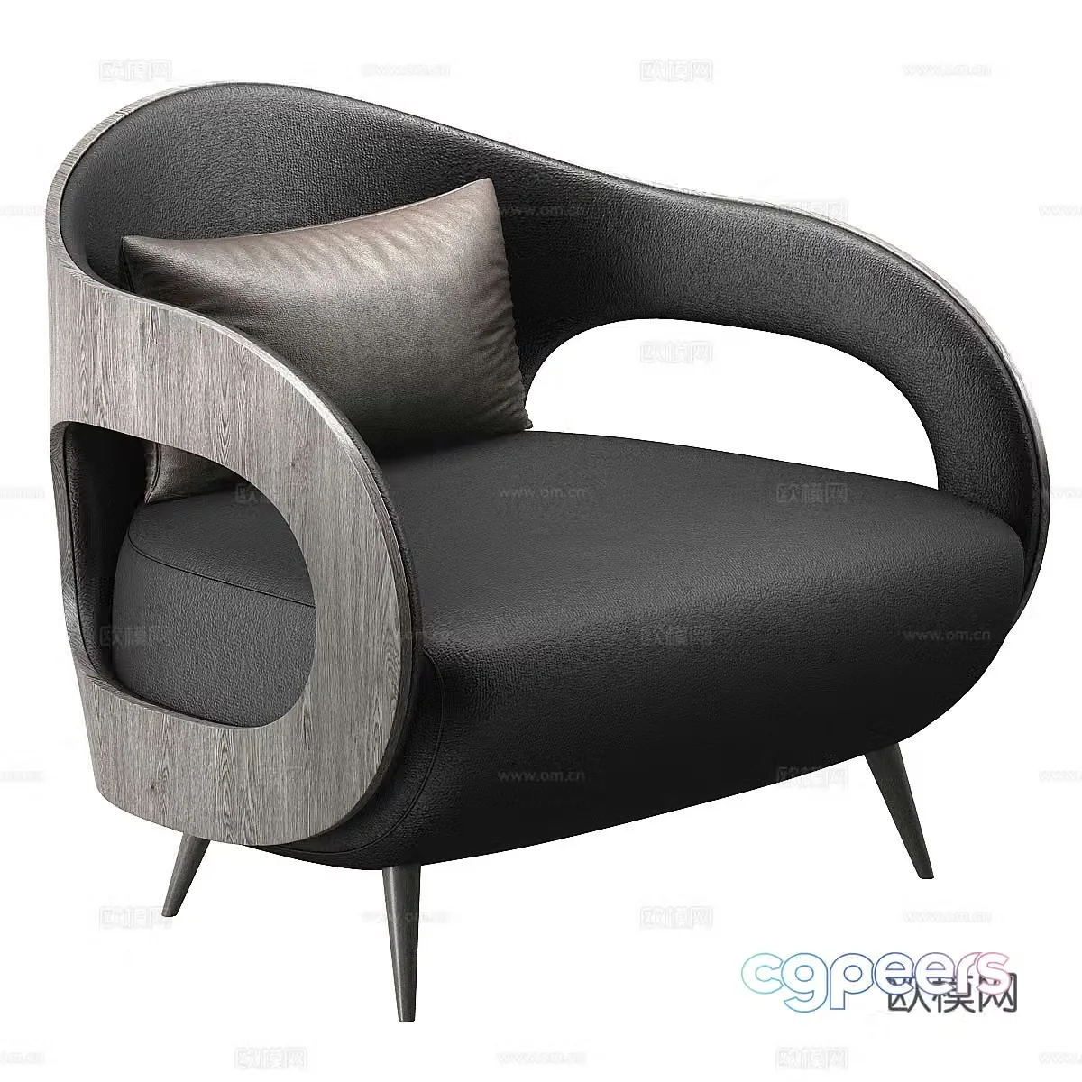 Modern Italian fabric wooden armchair 3d model
