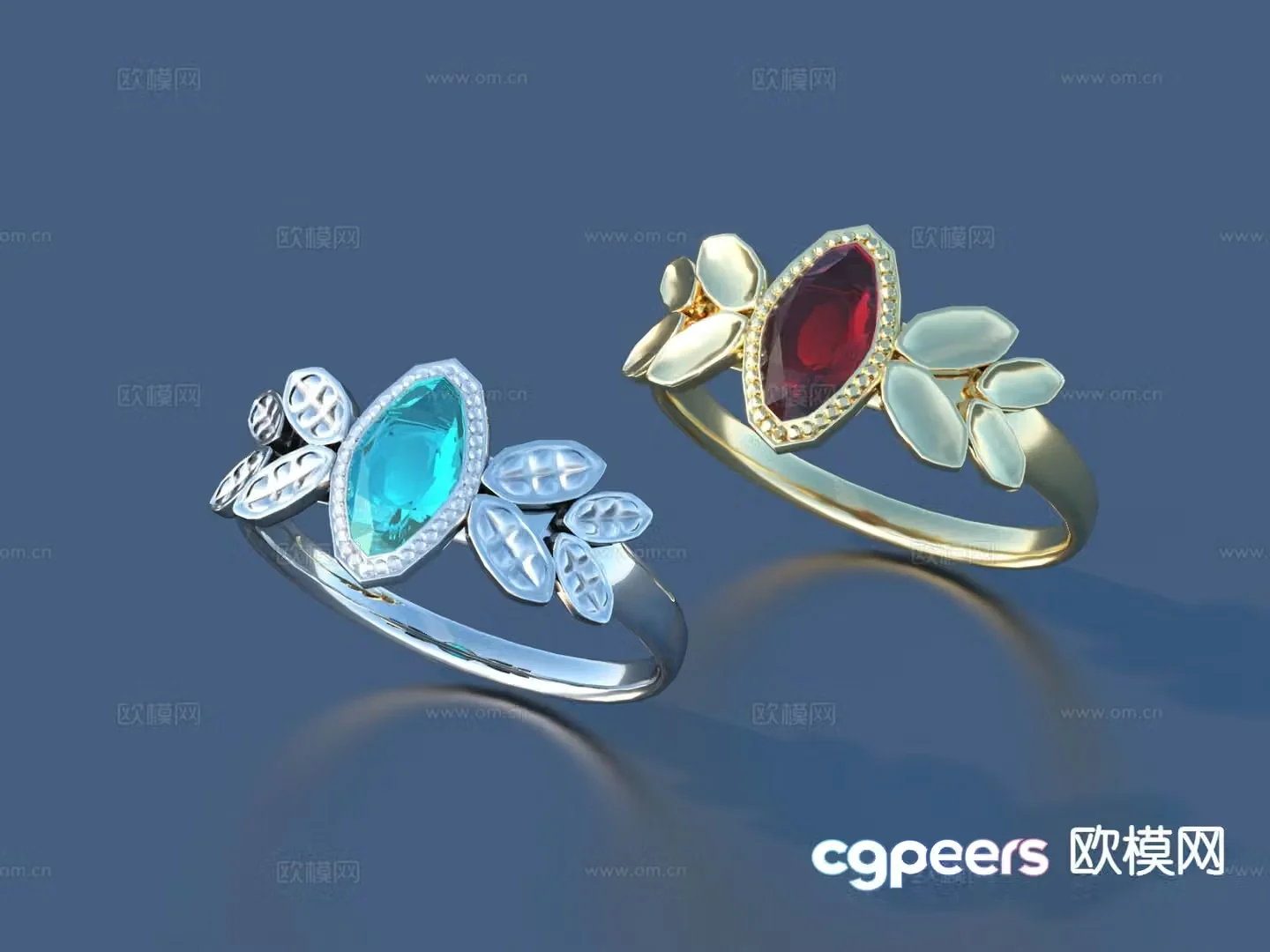 ruby diamond ring sapphire ring 3d model