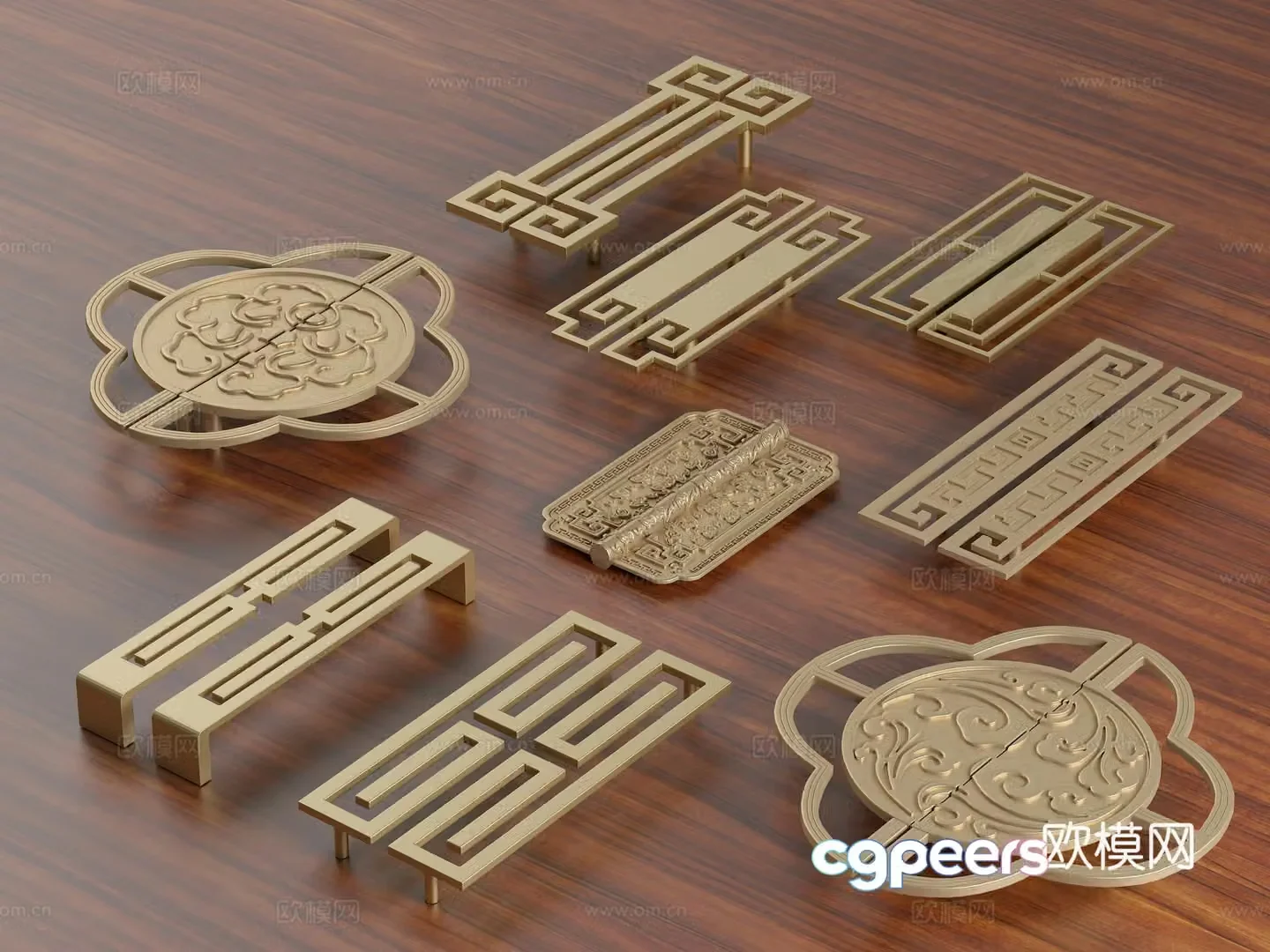 Chinese style handle classical cabinet door handle wardrobe handle cabinet door handle antique folding 3D model