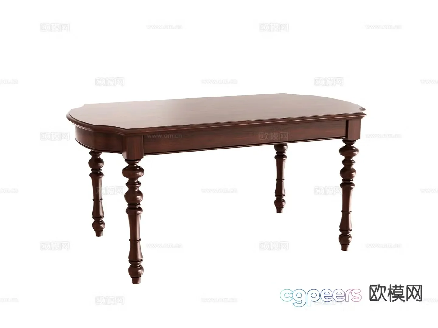 American dining table solid wood dining table 3d model