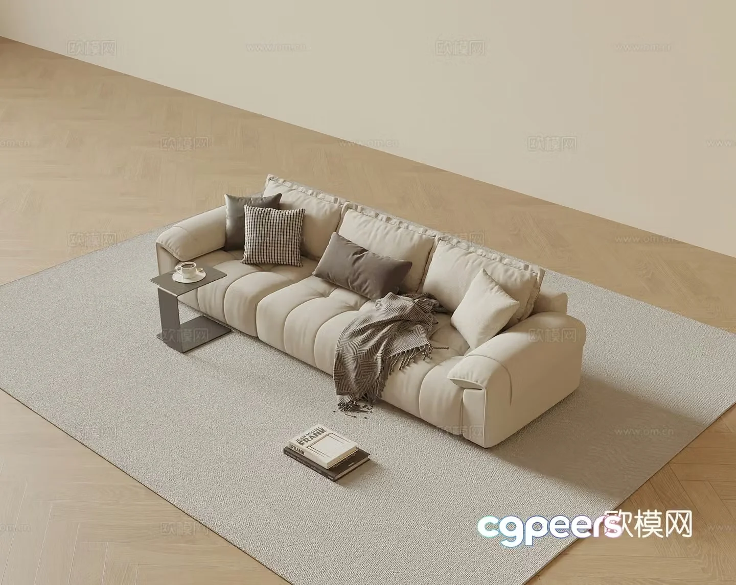 Modern three-person sofa 3d model