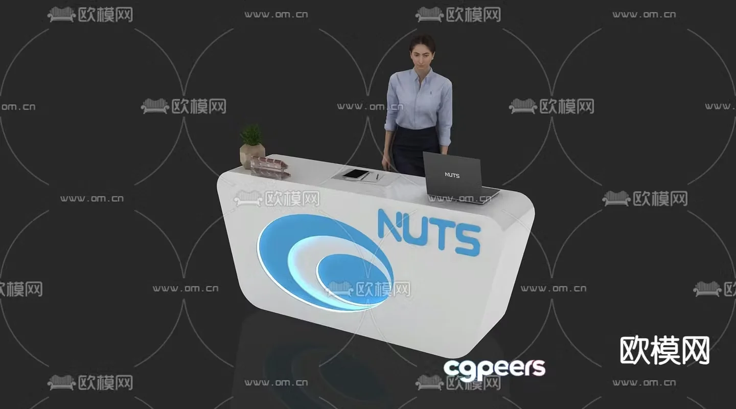 Modern reception desk front desk service desk information desk 3d model