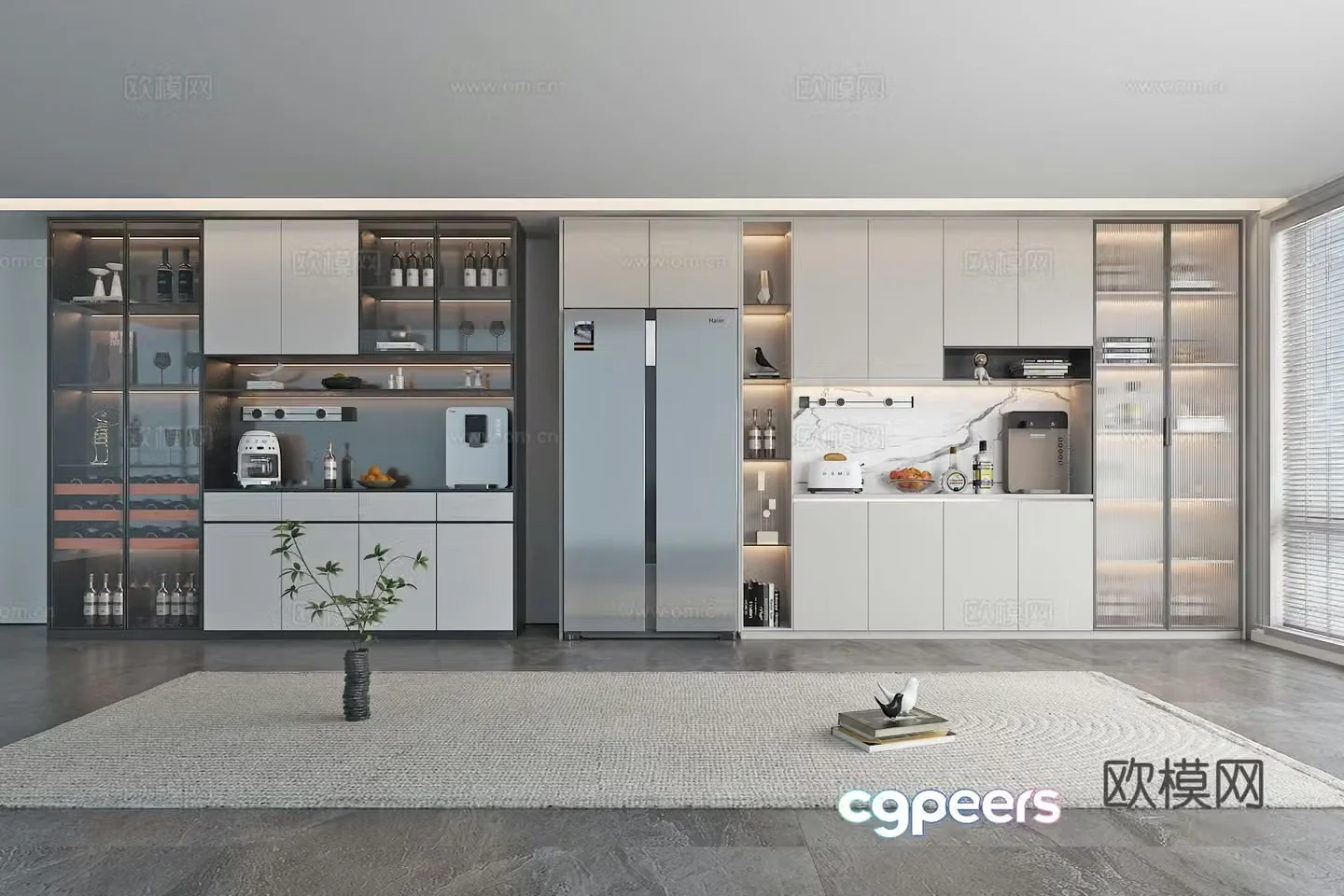 Modern sideboard wine cabinet restaurant cabinet 3d model