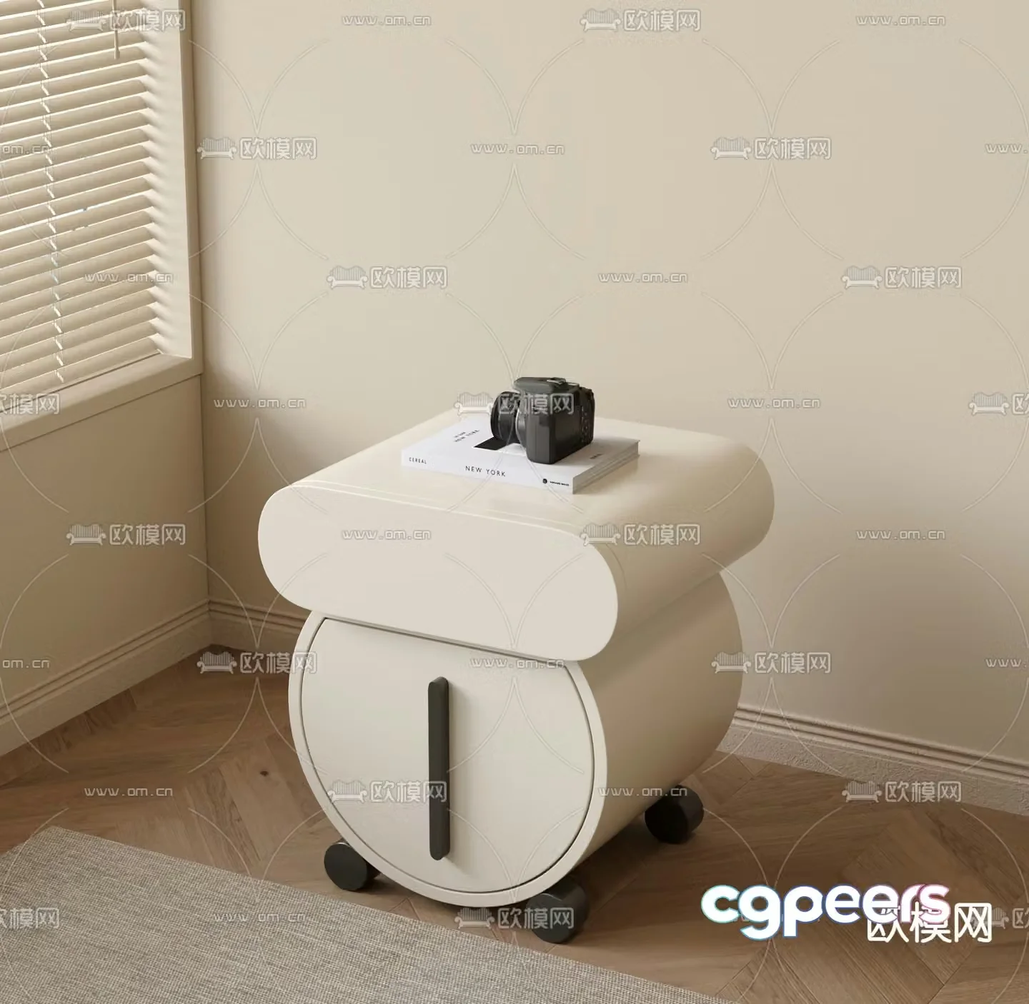 Cream style bedside table 3d model