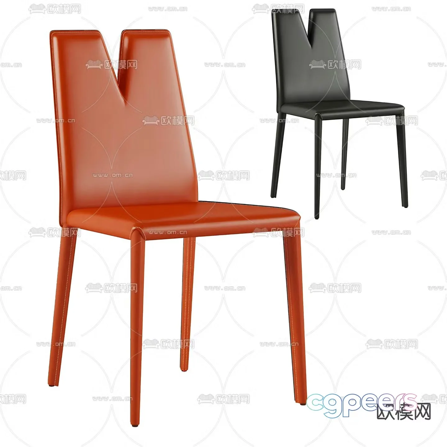 leather chair dining chair 3d model