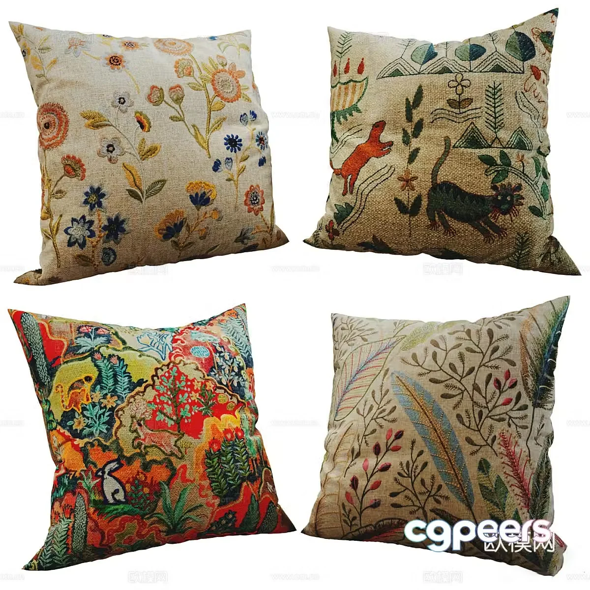 New Chinese style medieval style pillow 3D model