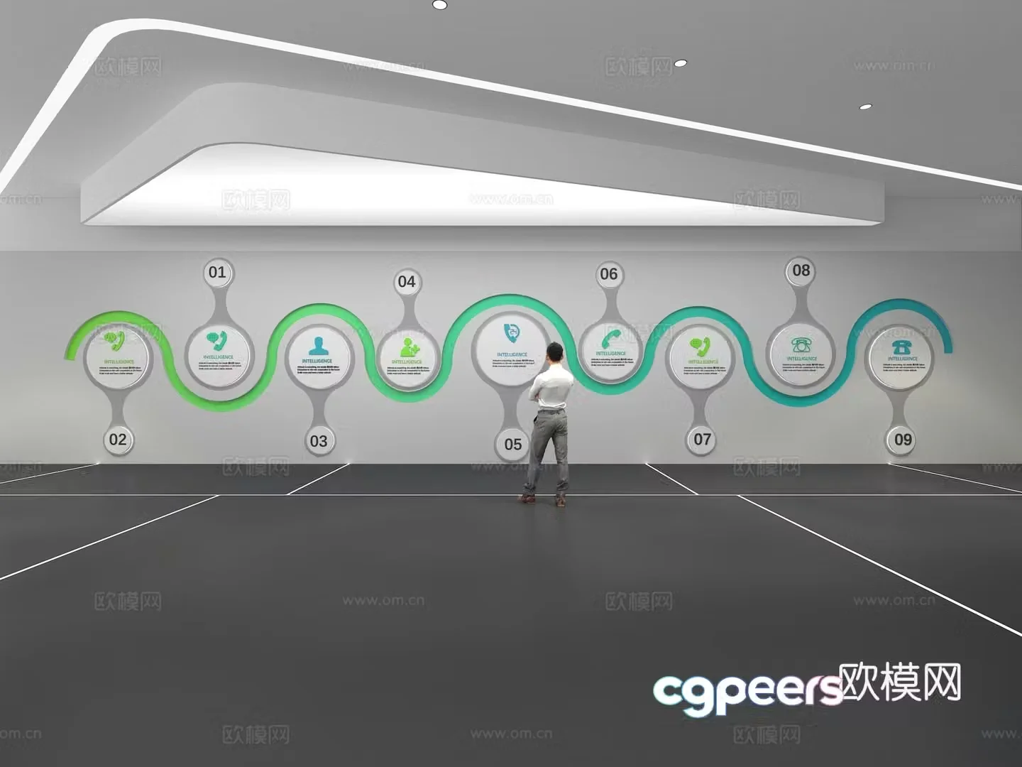 Cultural wall Corporate culture wall Display wall Education Exhibition hall Campus culture Corridor 3D model