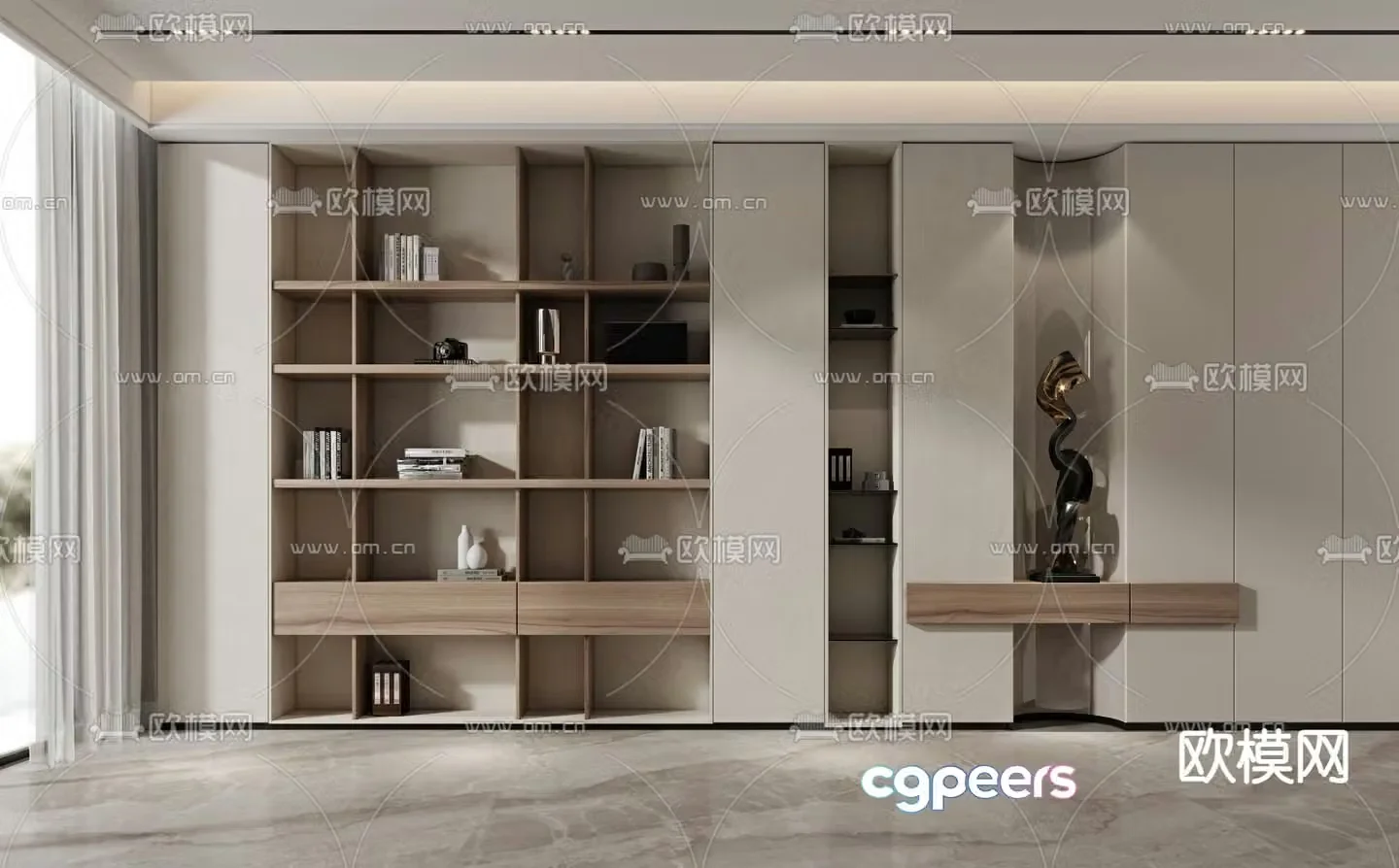Wabi Sabi decorative cabinet bookcase 3d model