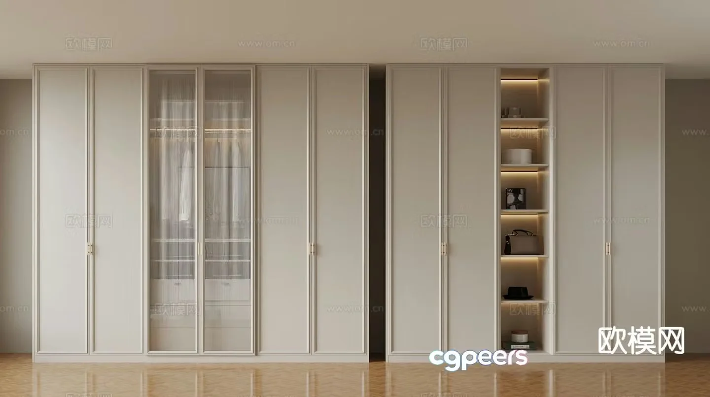 French wardrobe cream style wardrobe 3d model