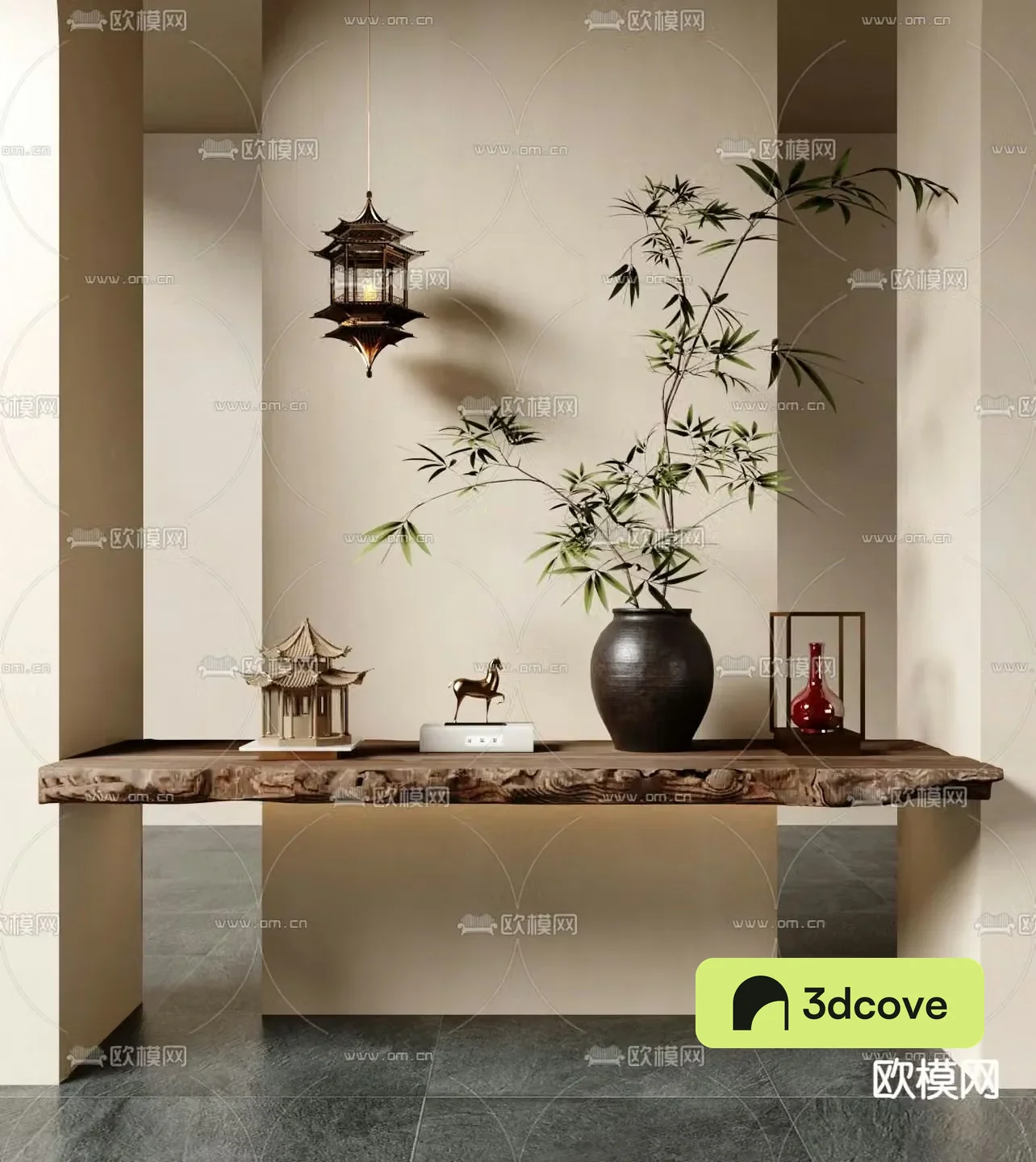 New Chinese style ornaments decorations sculptures pottery jars 3D model of bamboo