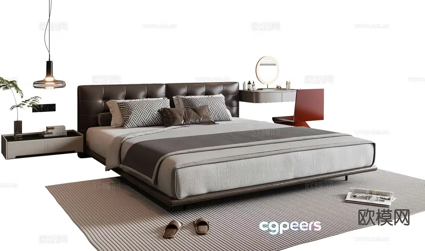 Italian double bed 3d model