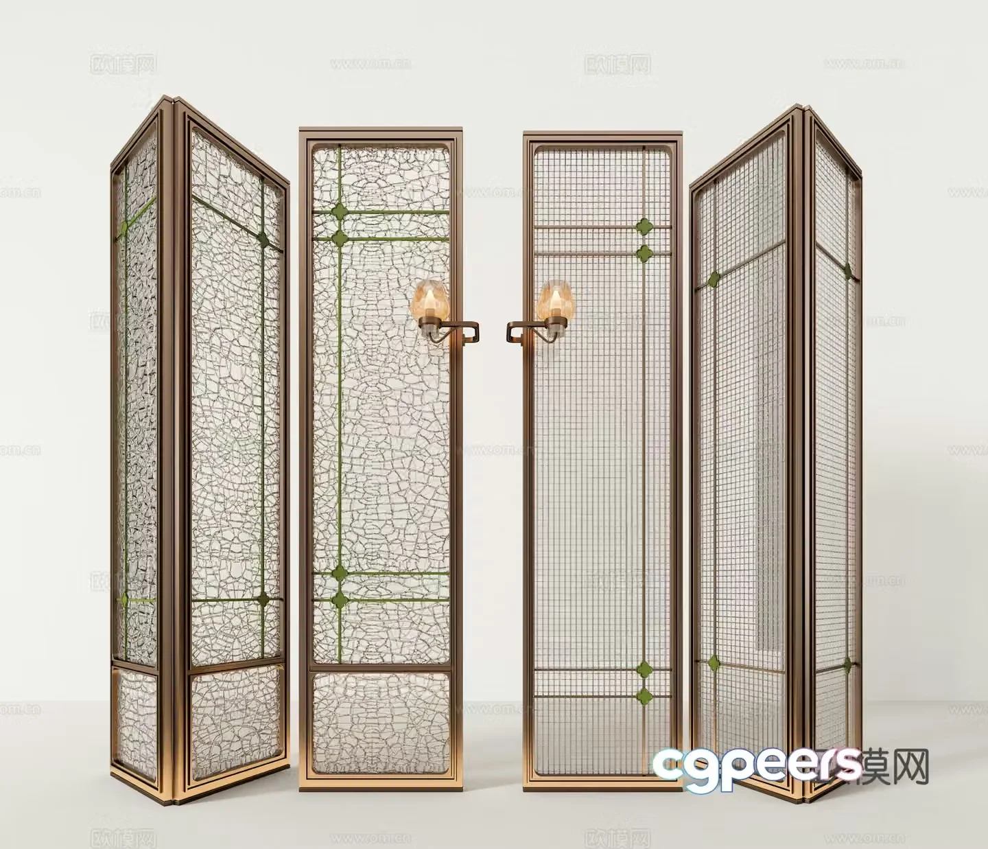 Light luxury screen folding screen wired glass screen 3d model