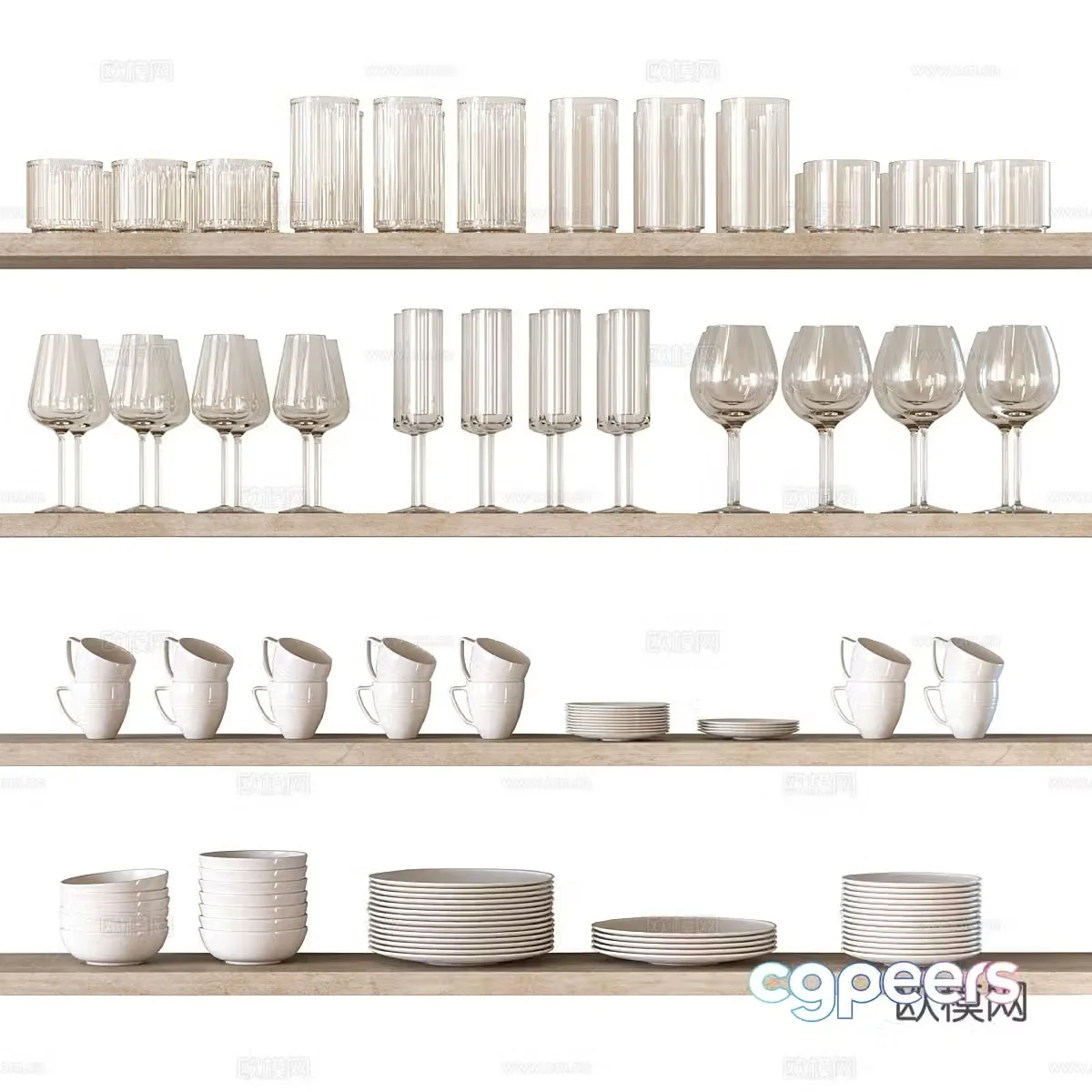 Tableware Wine Glasses Dish 3D Model