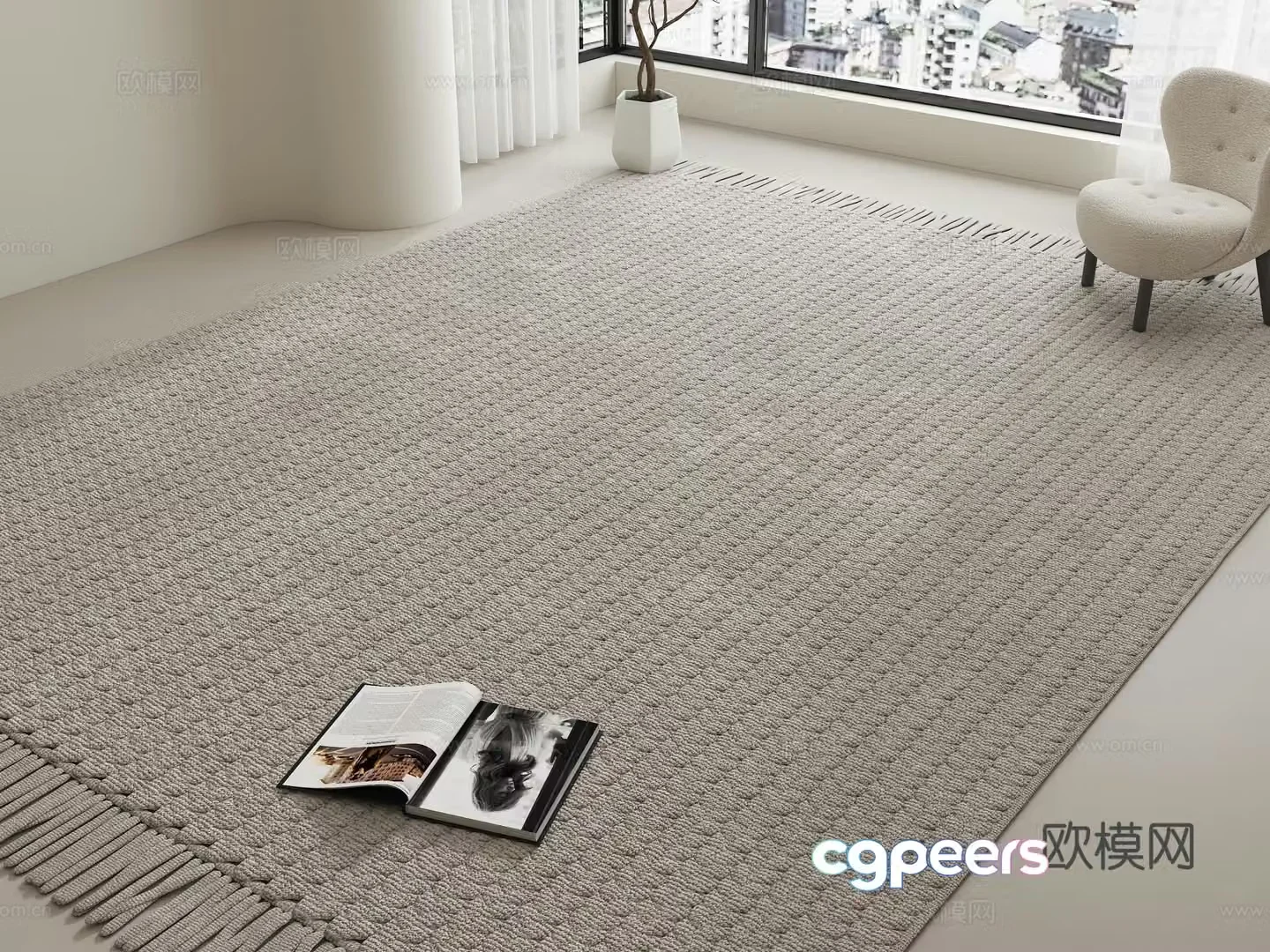 Modern carpet Creamy carpet Wasabi carpet Living room carpet Square carpet 3d model