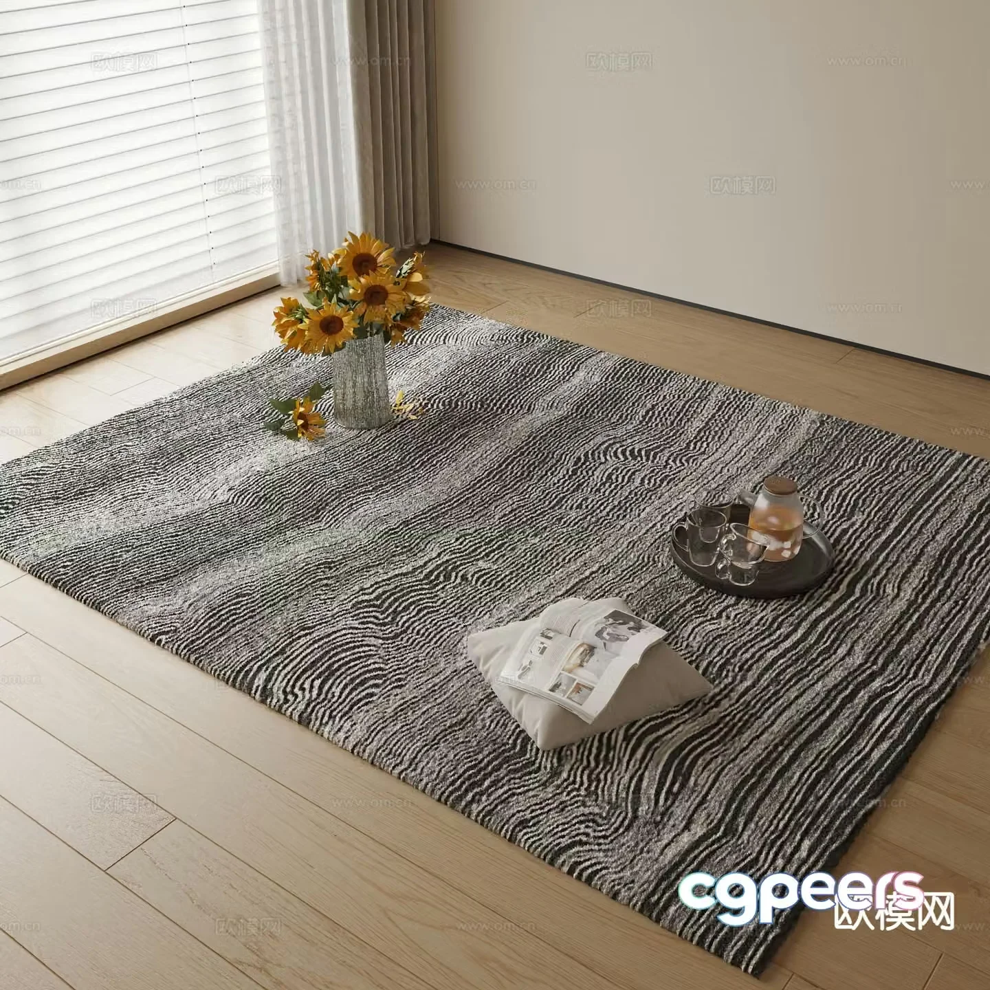 Modern carpet square rug 3d model