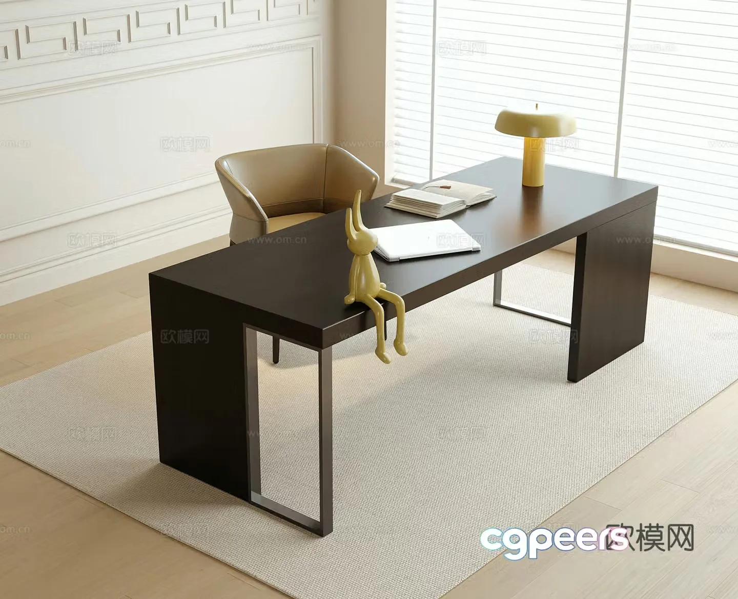 modern desk writing desk 3d model