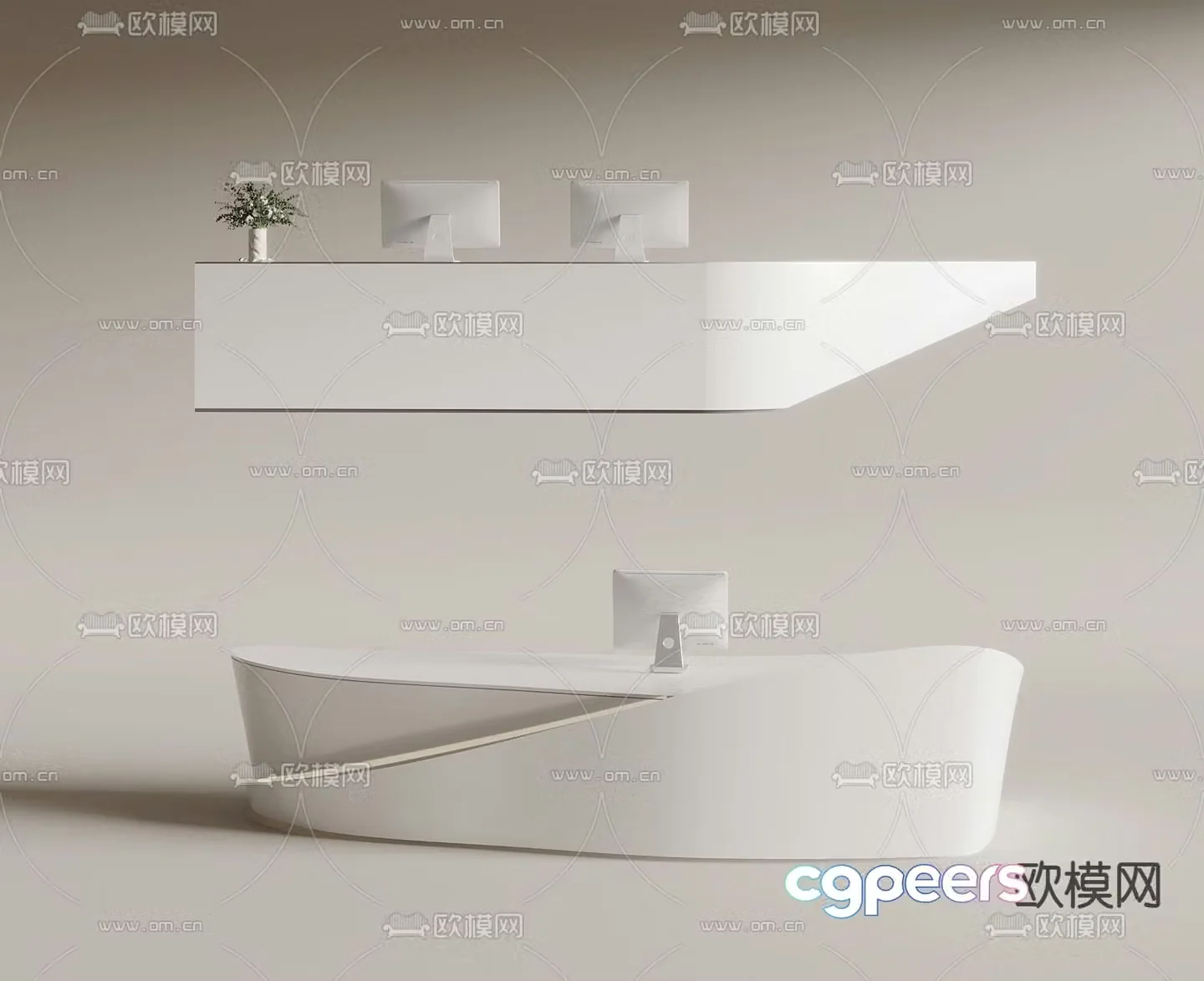 Front desk reception desk service desk information desk 3d model