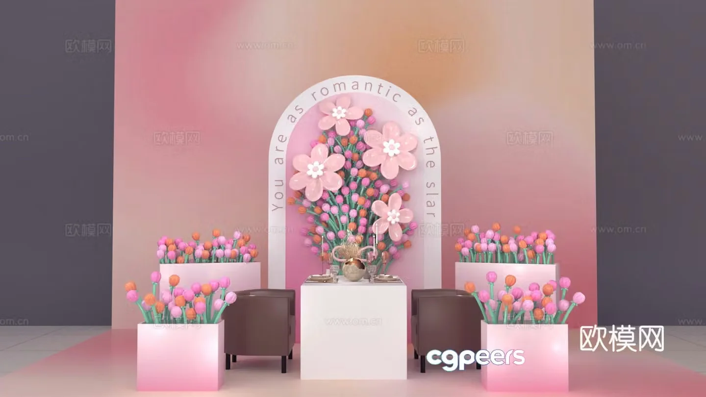 Valentine’s Day photo wall beauty installation 3d model