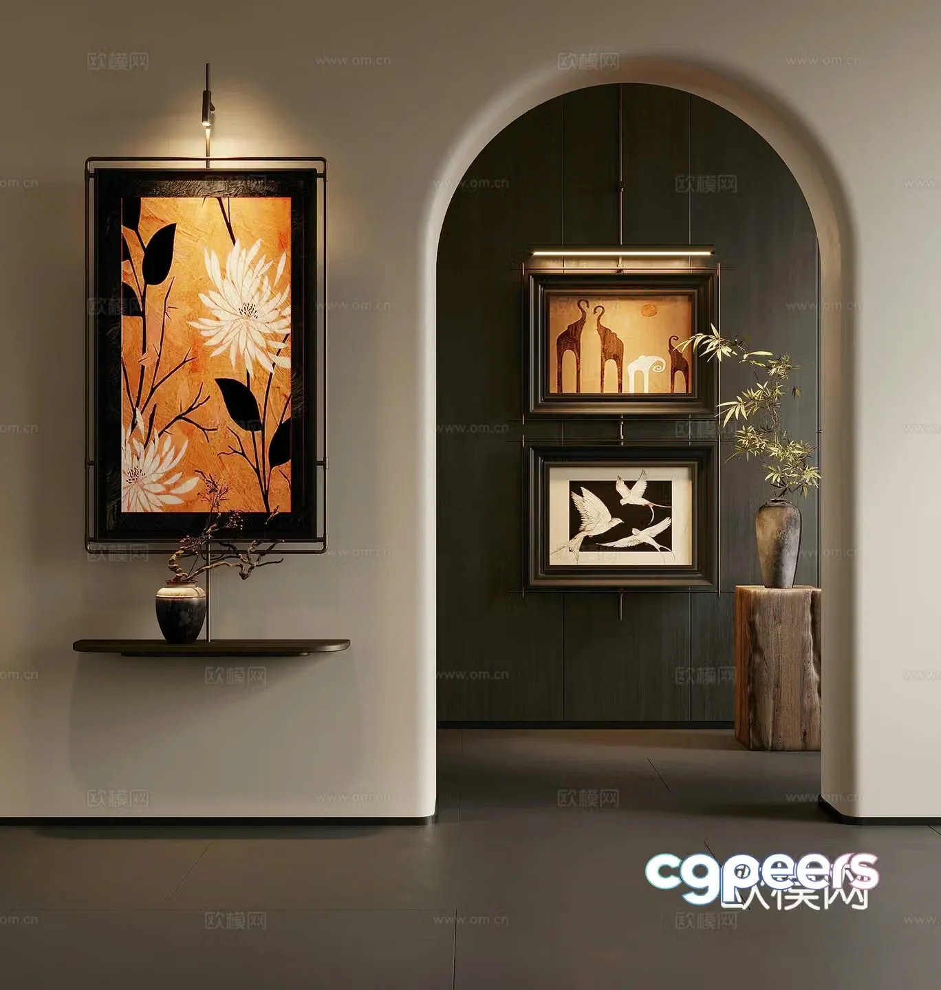 Decorative painting French retro style decorative painting Hanging painting Wall decoration 3D model