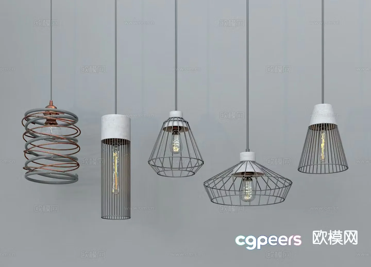 Industrial style chandelier iron chandelier light bulb chandelier 3d model