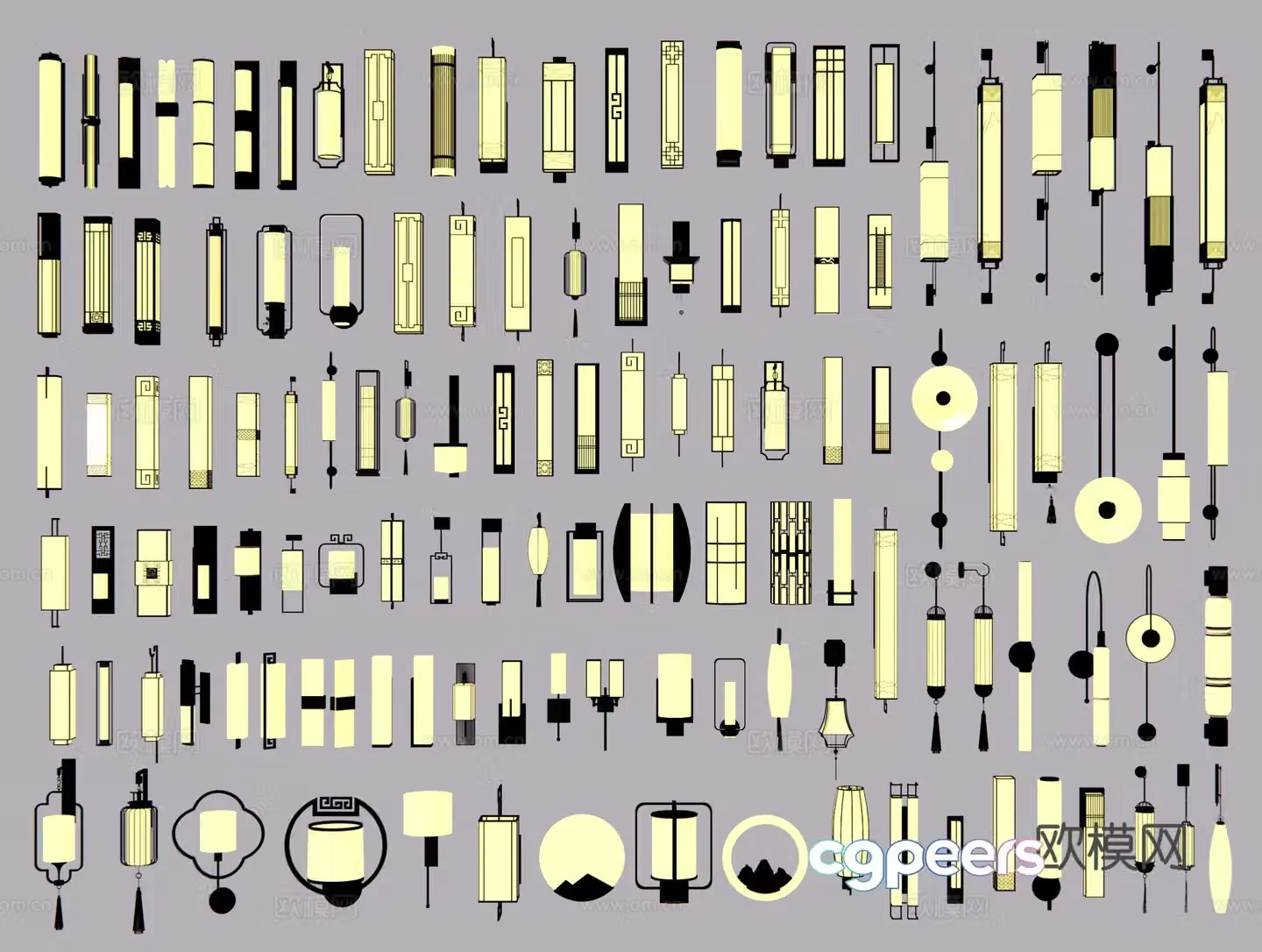 New Chinese style wall lamp wall absorbing lamp bedside wall lamp long wall lamp glass wall lamp landscape lamp 3D model