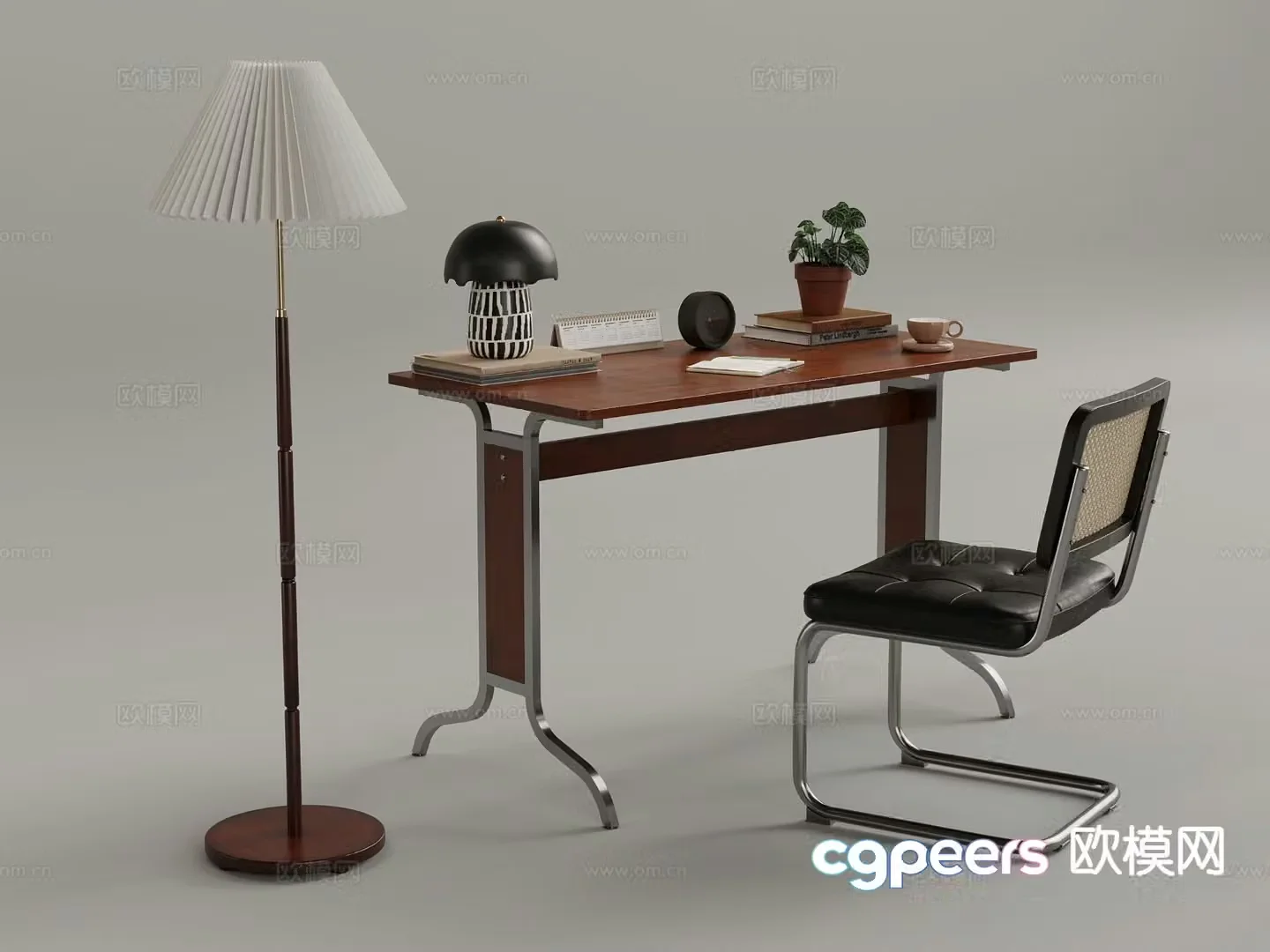 Medieval style desk study table 3d model