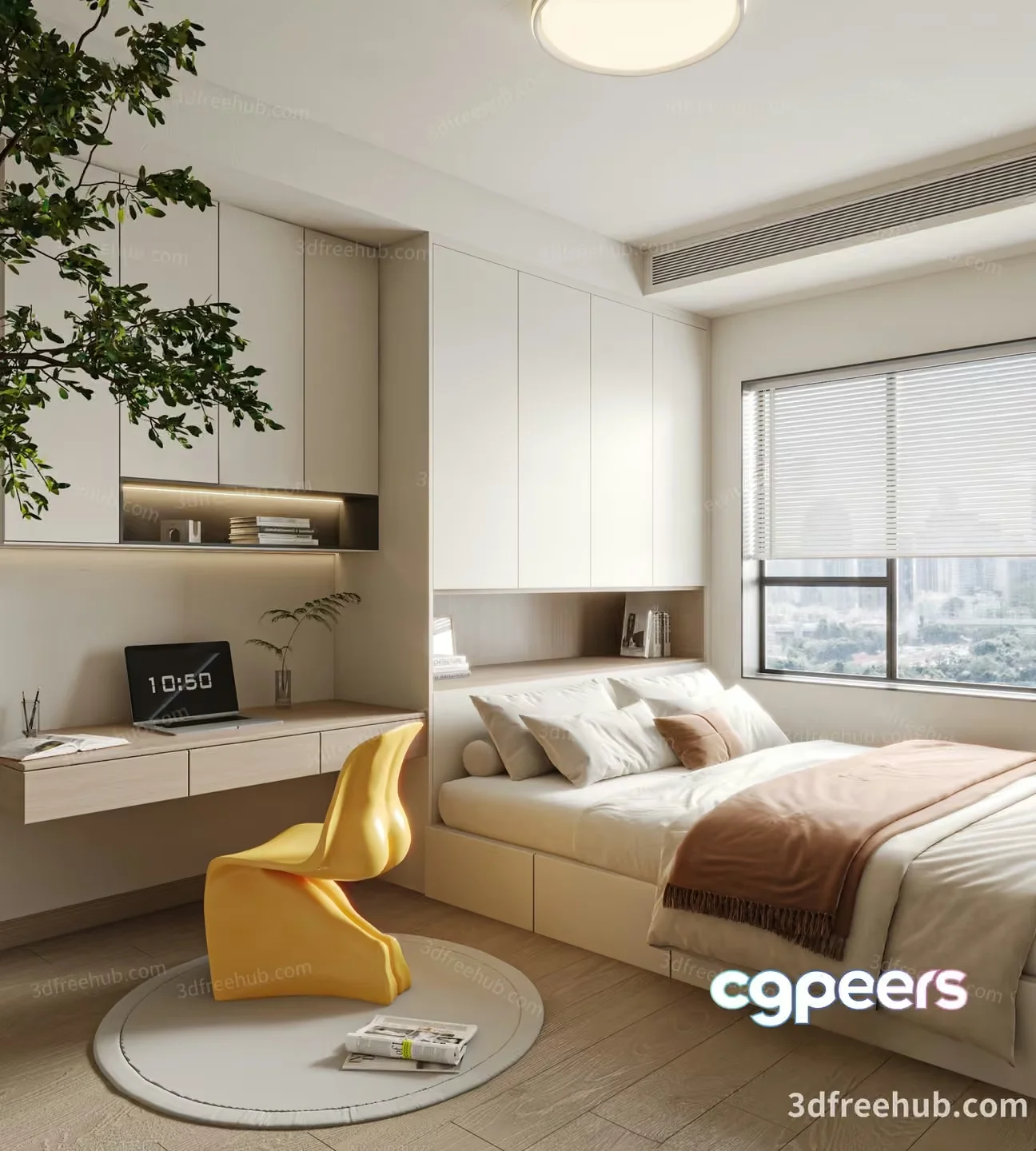 Cozy Modern Bedroom 3D Model – 19689 – VRAY Render