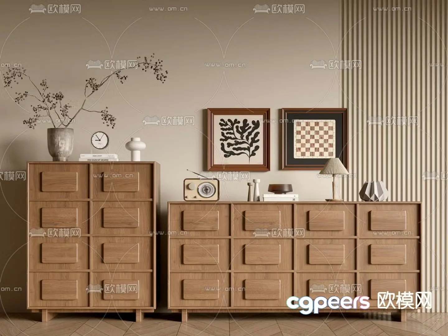 Middle-aged style chest of drawers 3D model