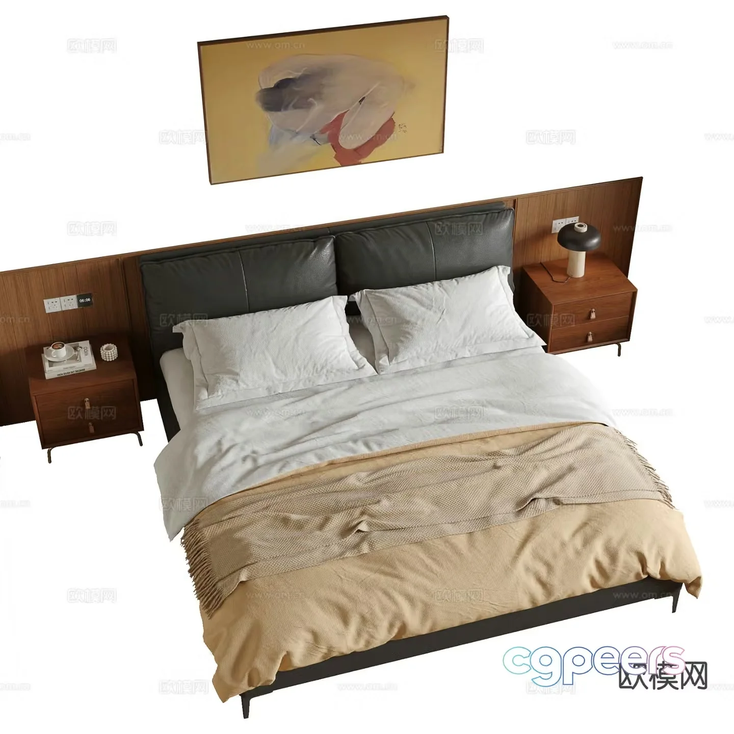 Medieval style double bed 3d model