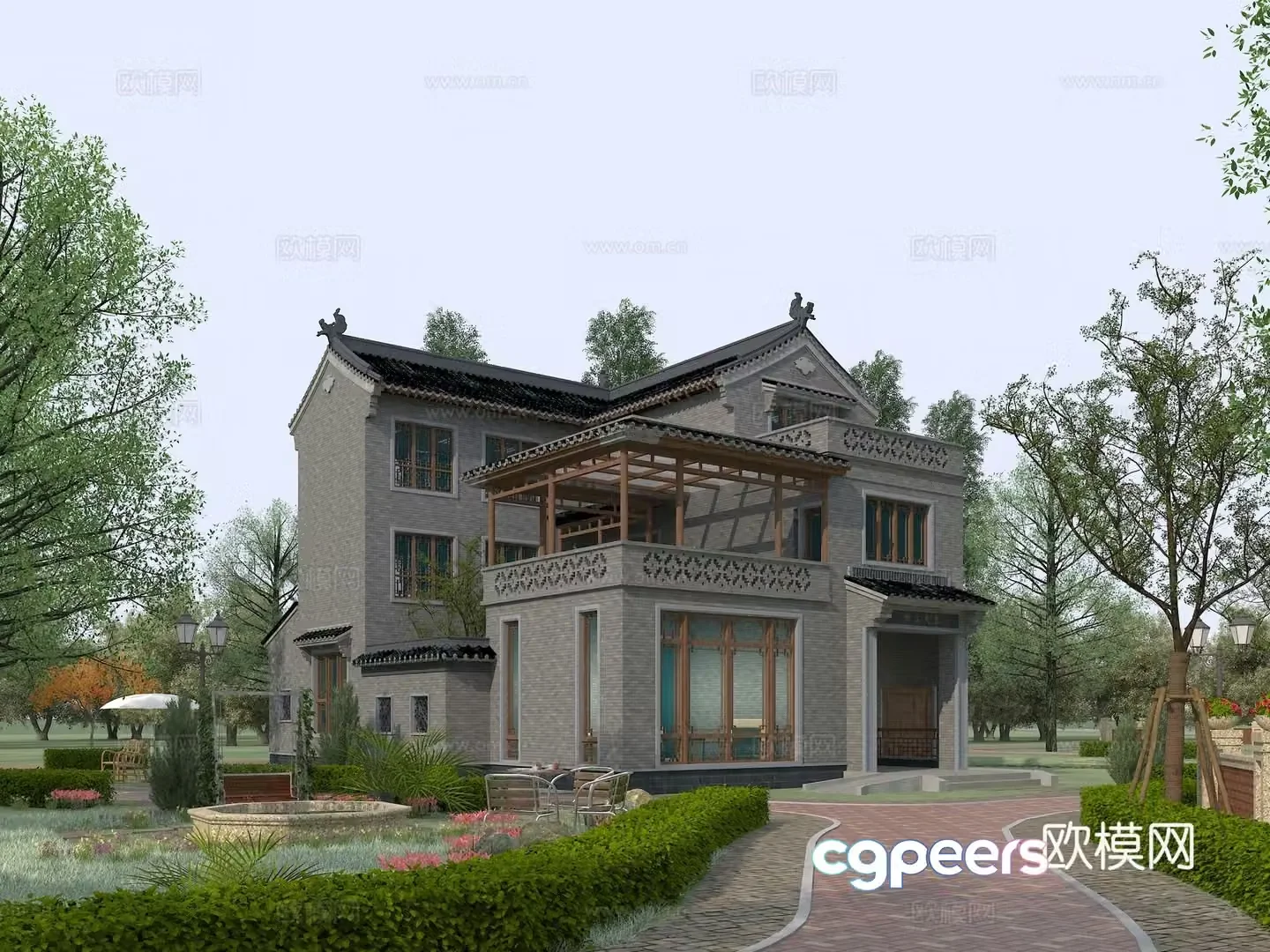Chinese villa appearance 3D model