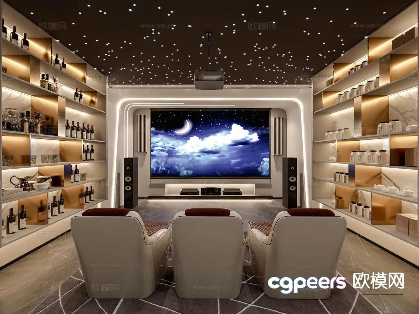 Light luxury video room viewing room movie room 3D model
