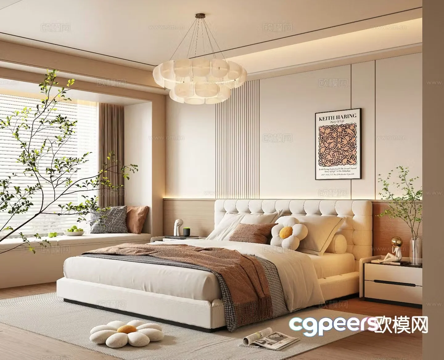 Cream style bedroom master bedroom 3d model