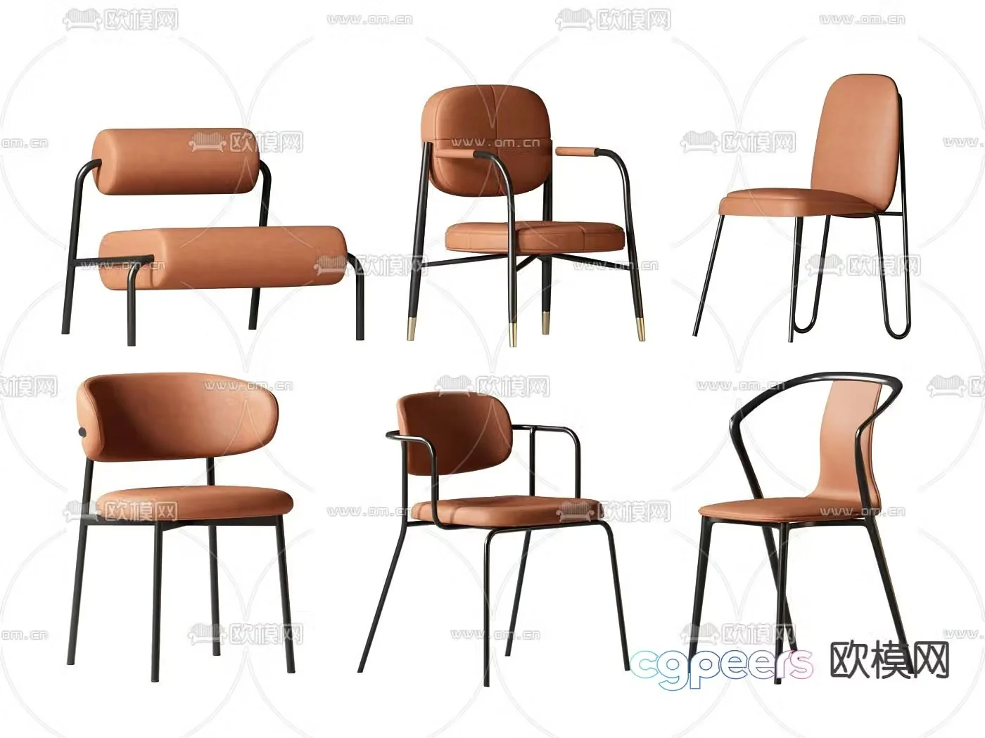 Leather chair dining chair 3d model