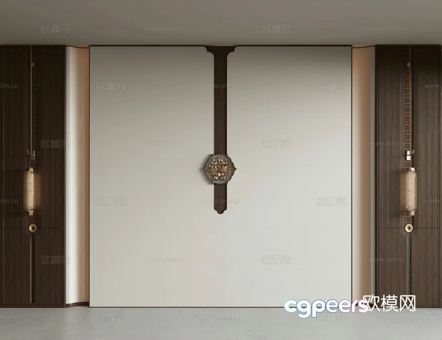 New Chinese style background wall 3d model