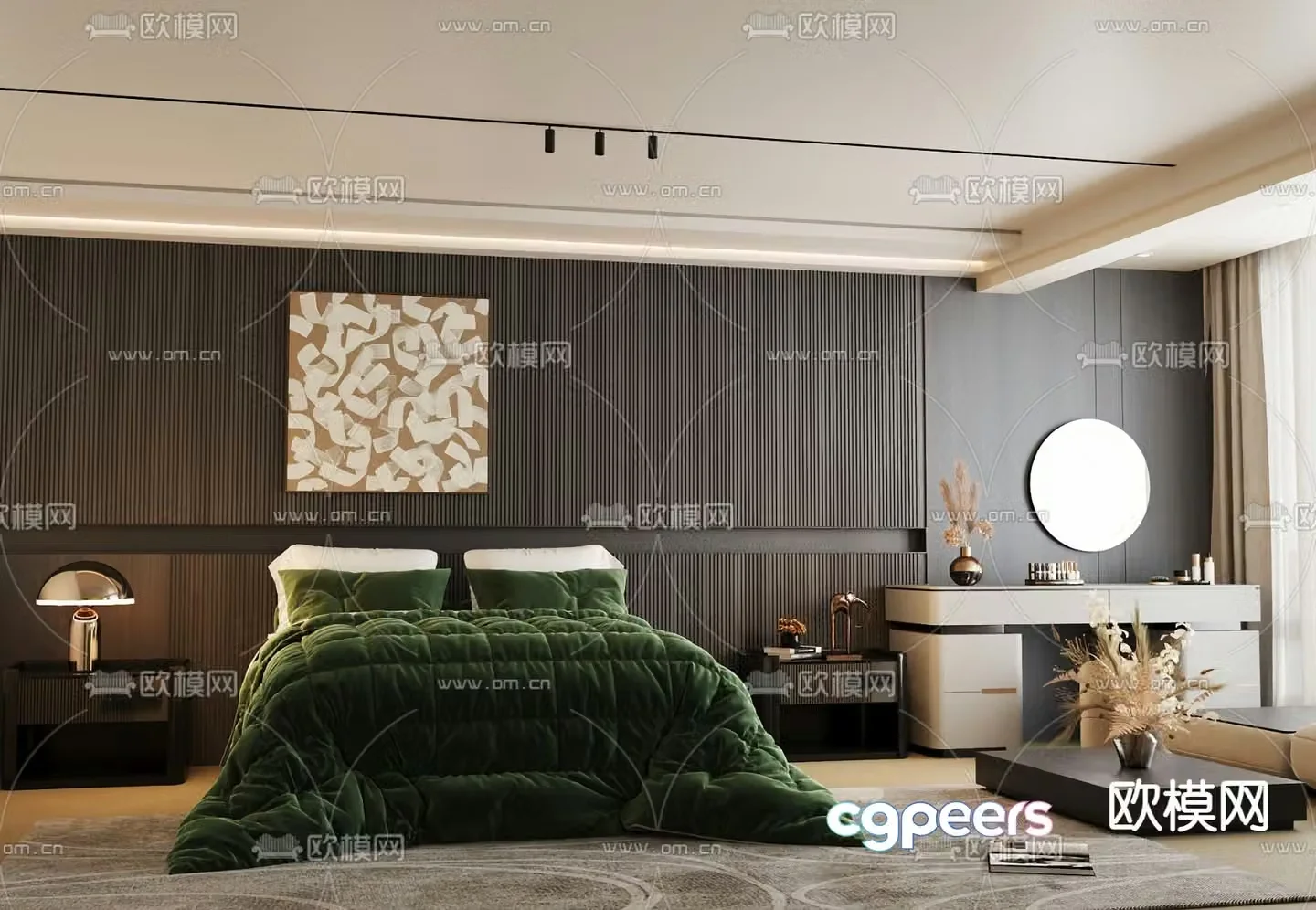 Italian double bed 3d model
