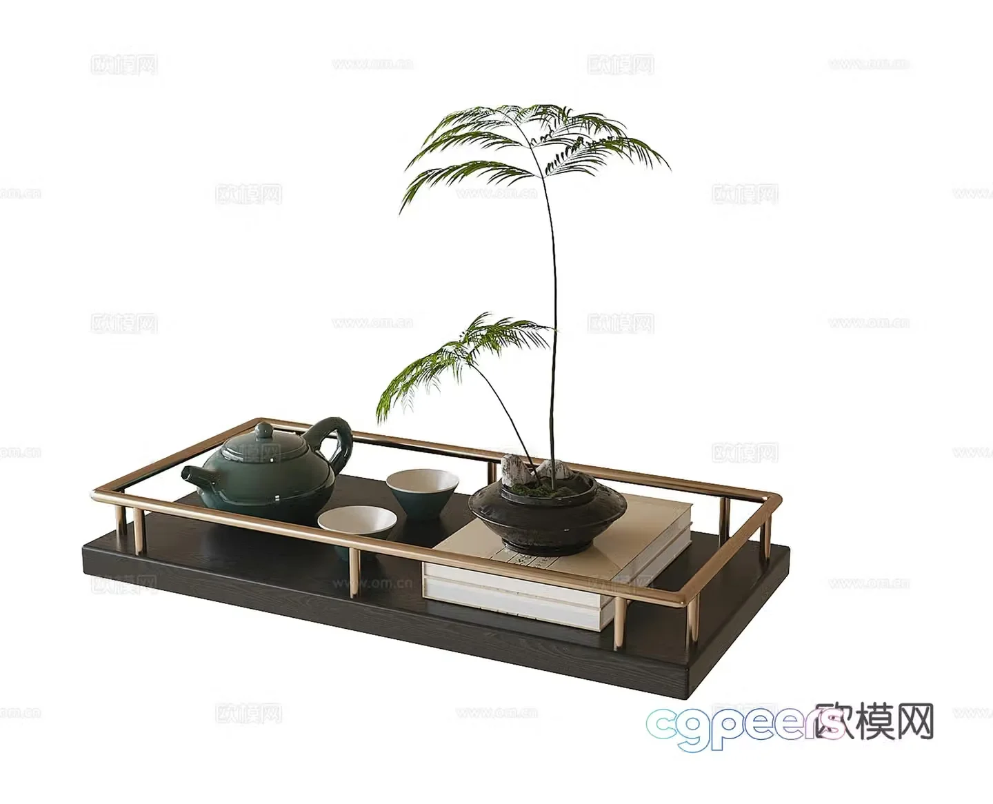 New Chinese tea set ornaments 3D model
