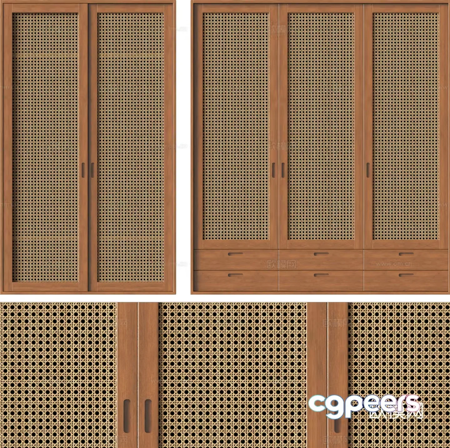 Middle-aged wind wardrobe cabinet door 3d model