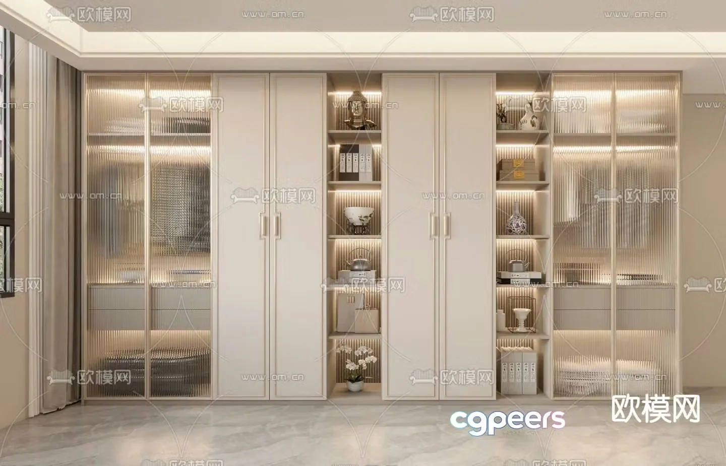 New Chinese style wardrobe wardrobe 3d model